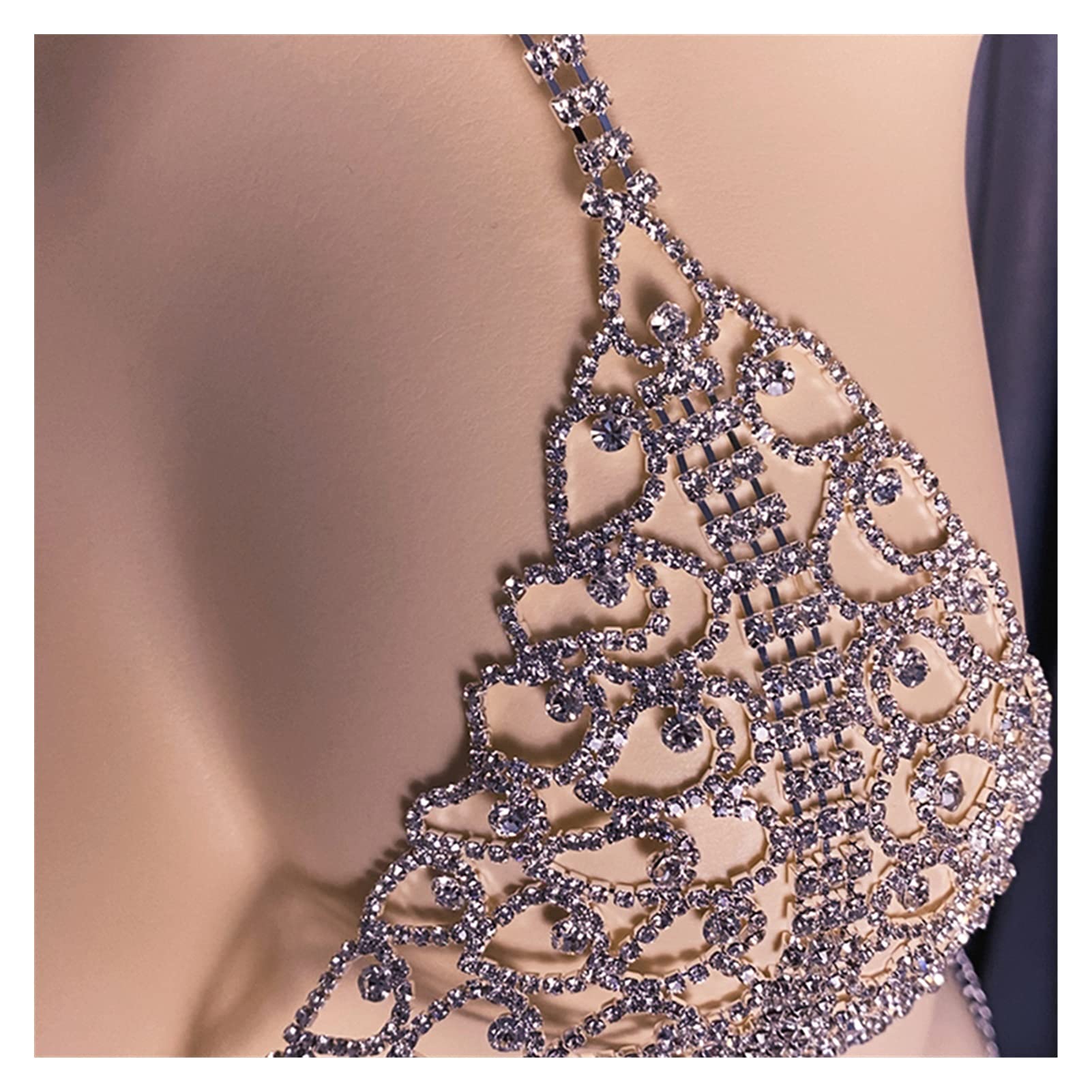 Körperkette Bikini-Kette Luxuriöse Körper Schmuck Frauen sexy Unterwäsche Set Hyperbole Strass Kupfer Bikini BH und Tanga Kette Zubehör Inder Körperzubehör für Frauen und Mädchen