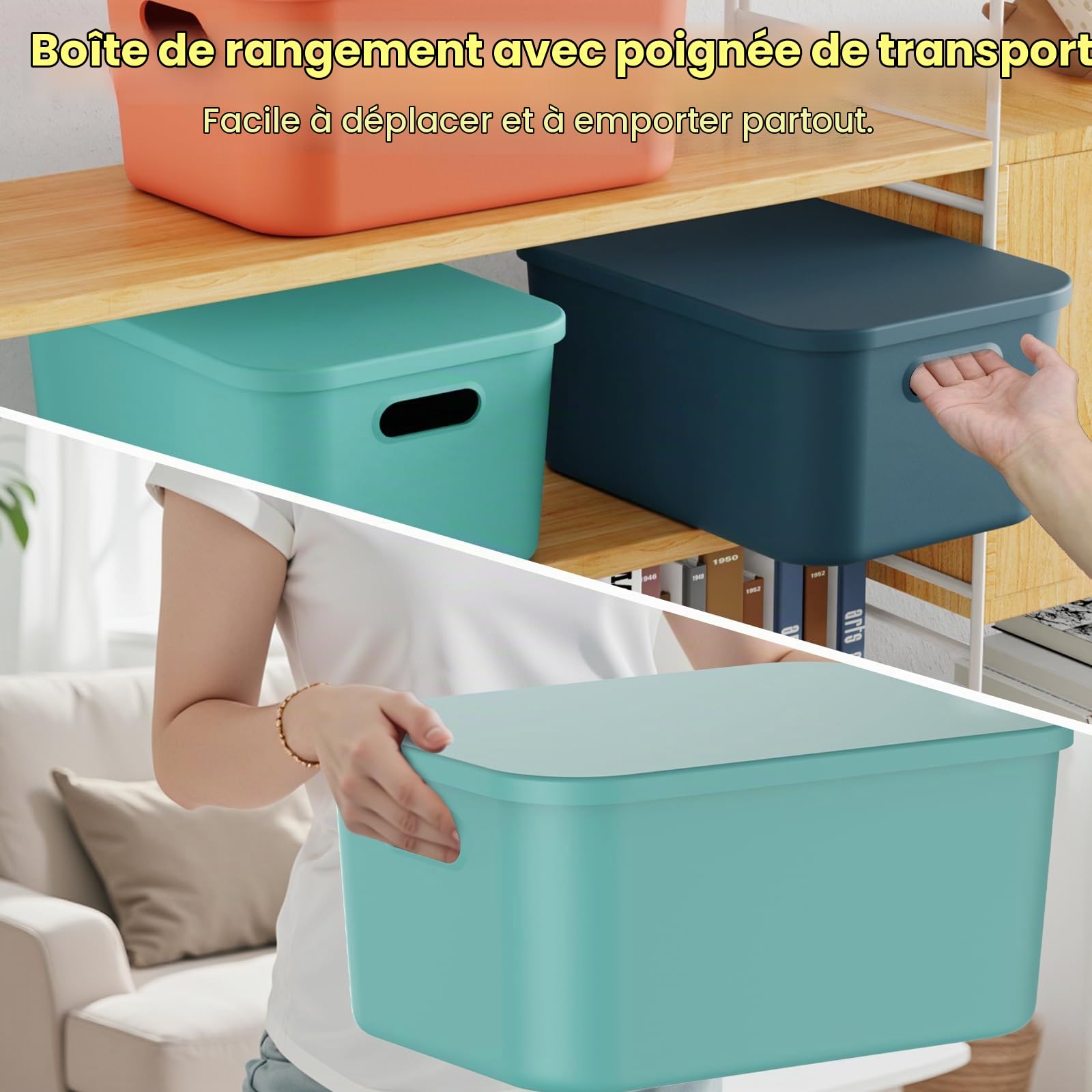 johgee 3er-Set Aufbewahrungsbox mit Deckel, Kunststoff Aufbewahrungsboxen, Stapelbare Ordnungsboxen Aufbewahrung, Aufbewahrungskorb für Regal, Küche, Schlafzimmer, Schrank, Badezimmer
