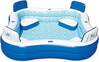 Blue Wave Premier 88x88x26 Inflatable Family Pool with Seats - 4-Person Backyard Lounge with Cover & Repair Patch