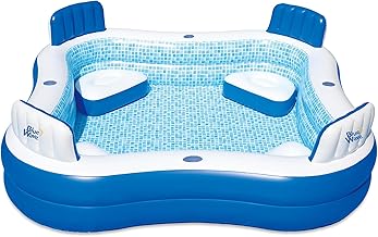 Blue Inflatable Family Pool with Seats