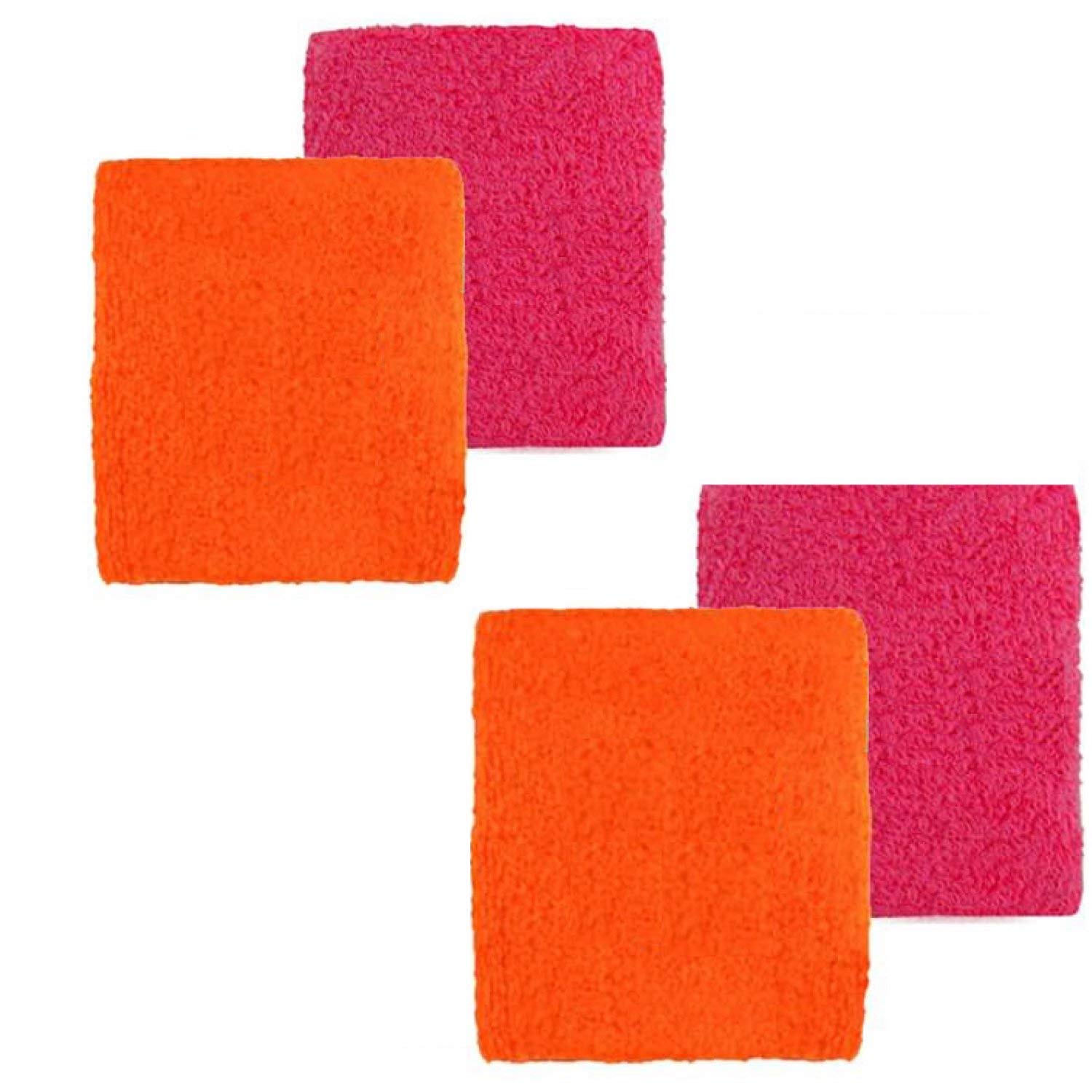 Export Quality Stock Clearance 100 % Cotton Four Pieces of Sports Terry Wristband for All Sports with Sweating (2 Peach + 2 Dark Pink 3 inch) (B08X479MDX) Amazon Price History, Amazon Price Tracker