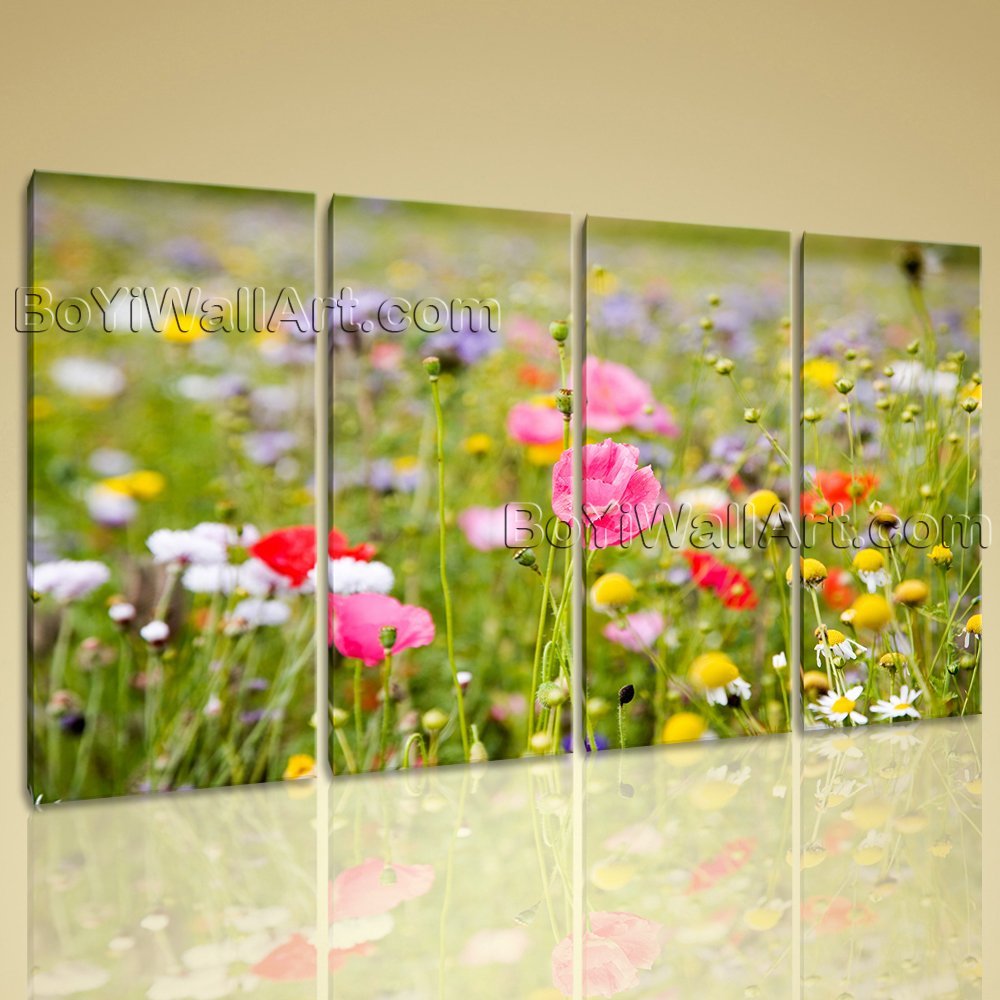 Extra Large Modern Wall Art Poppy Flower Living Room HD