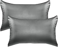 Vista 42 de Elegant Comfort Juego de 4 fundas de almohada de satén de viscosa refrescante con cierre de cremallera oculto, suave como la seda para el cuidado