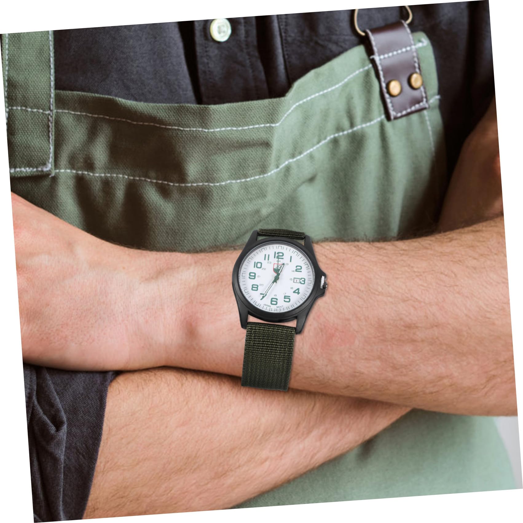 ifundom Orologio Militare da Uomo al Quarzo Cinturino in Nailon Verde, Calendario e Design Creativo, Orologio Sportivo Puntuale per Uso Quotidiano
