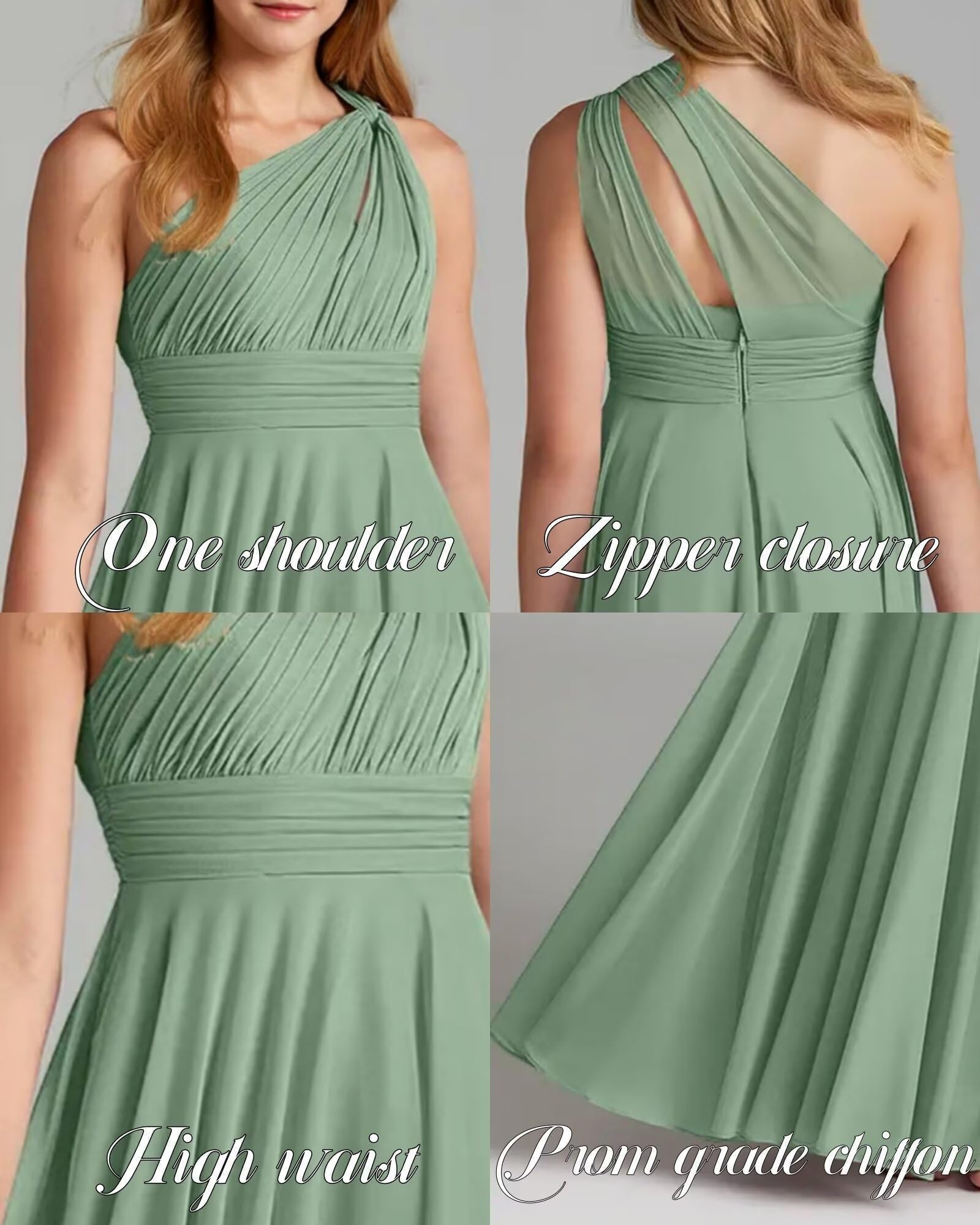 Vestido de dama de honor con un hombro descubierto, vestido de niña con flores fruncido, vestido formal plisado para niñas