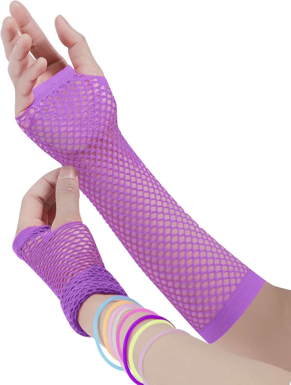 ONUPGO 80s Costume for Women, 80s Accessories Fancy Dress Neon Headband Earrings Fishnet Gloves Necklace for 80s Retro Party - Image 6