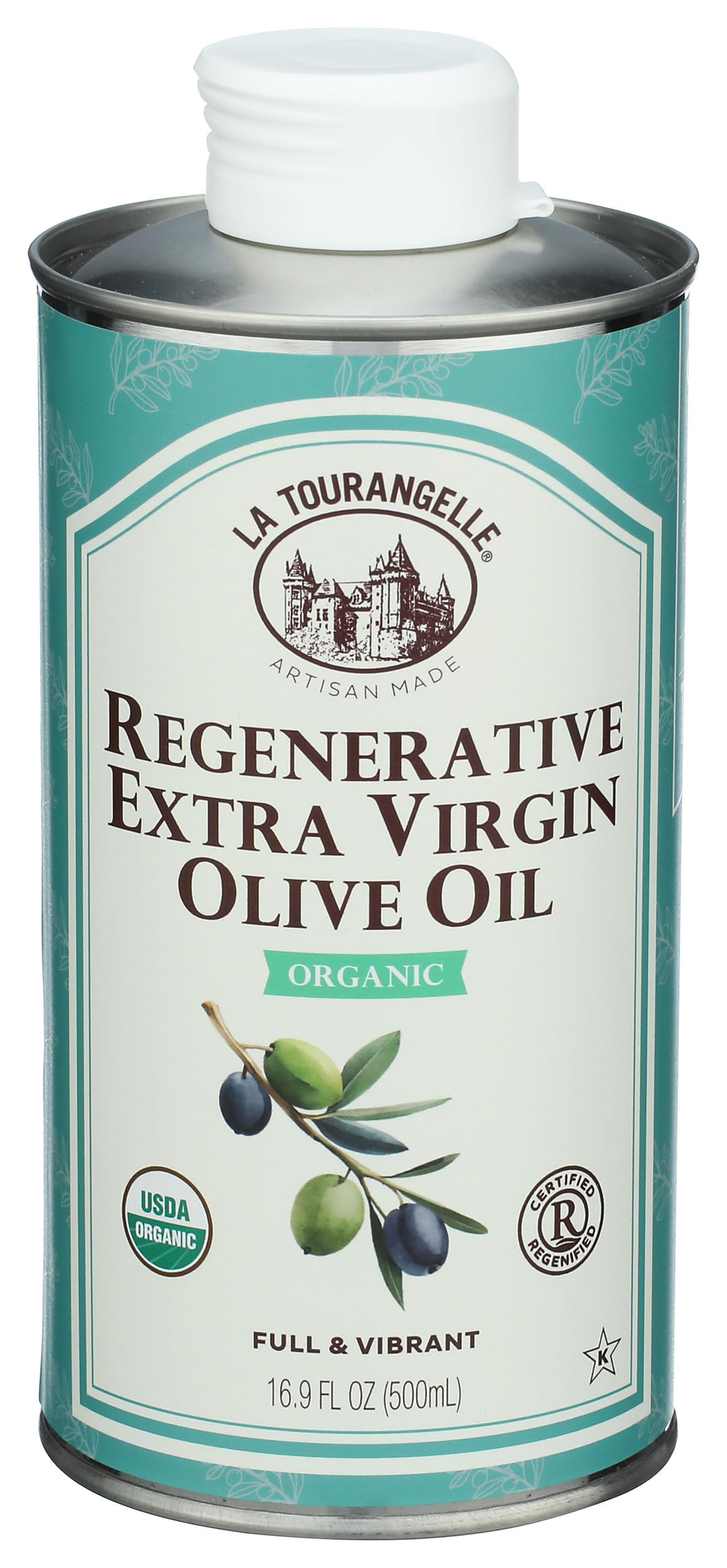 La Tourangelle Regenerative Organic Extra Virgin Olive Oil, Cold-Pressed High Antioxidant Olives, Sustainable, 16.9 Fl Oz