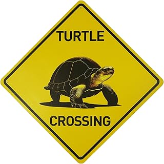 Turtle Crossing Metal Aluminum Novelty Sign 12 in x 12 in