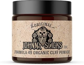 Johnny Slicks Formula 49 Clay Pomade, Original, 2 oz | Bentonite Clay Pomade with Beeswax, Tea Tree and Argan Oil, Firm Hold and Matte Finish, Promotes Healthy Hair