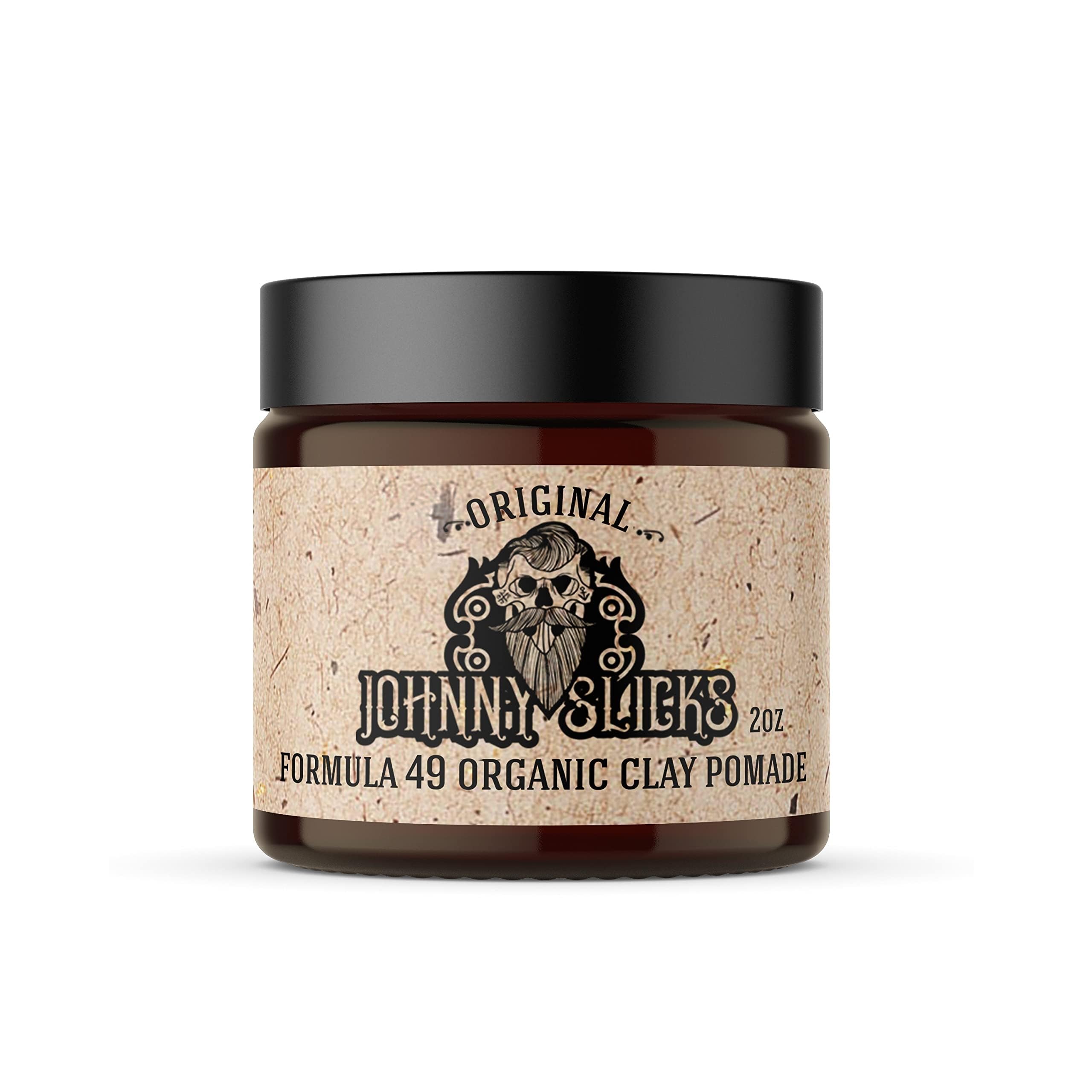 Johnny Slicks Pomada de arcilla orgánica Fórmula 49 de fijación firme y acabado mate (promueve el crecimiento saludable del cabello, ayuda a hidratar la piel seca) 57 g (original)