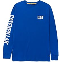 Caterpillar Trademark Banner Long Sleeve Tee Shirts for Men with Center Back Neck Wire Management Loop and Cat Workwear Logo | Center Back Neck Wire Management Loop, Cat Logos