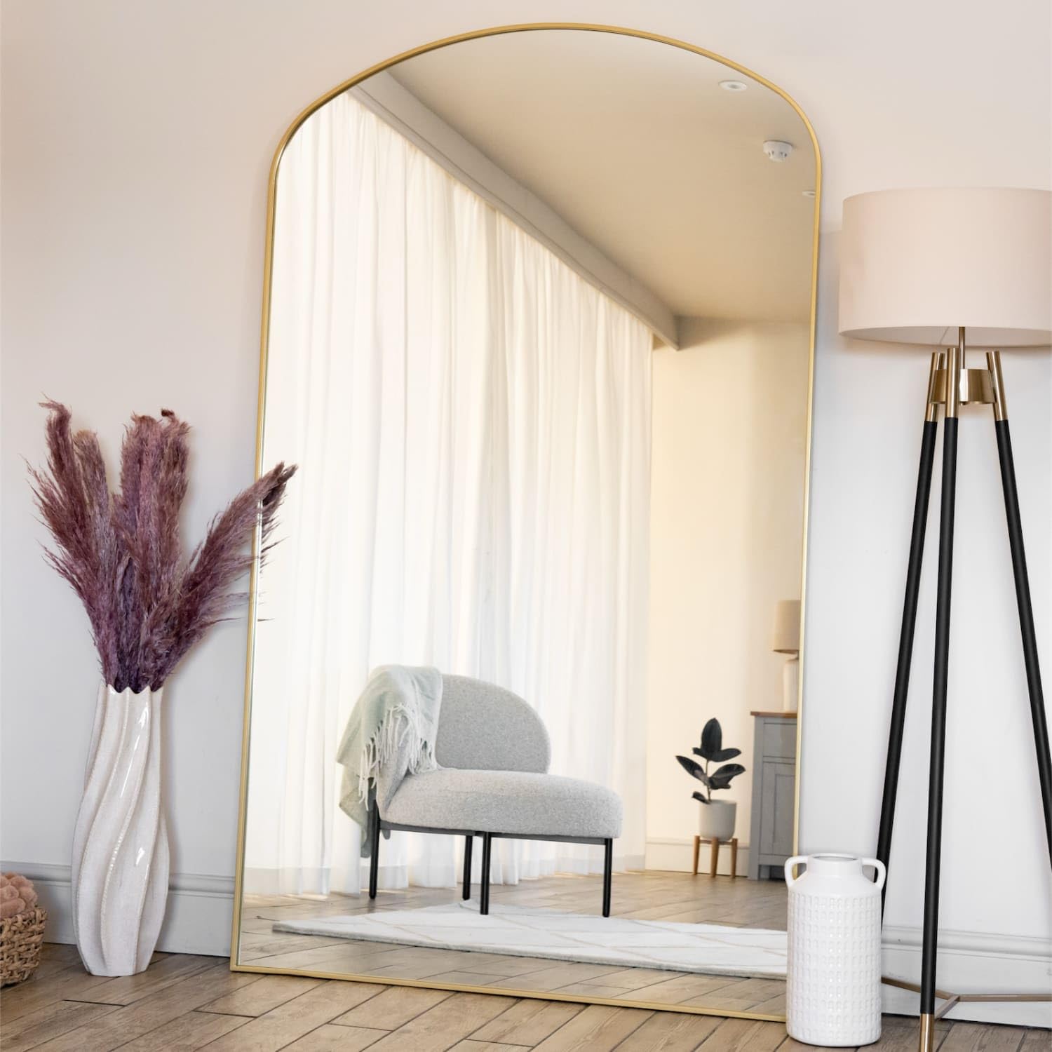 B&Q - Jōbū Jobu HomeYokoGold Metal Gentle Arch Mirror180Cm X 105Cm