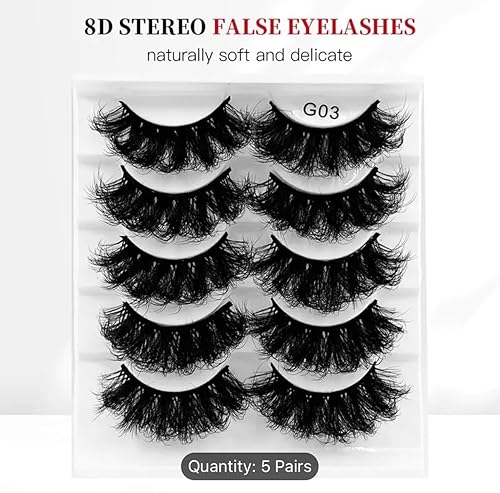 Miniatura 6 de Unifairy 5 pares de pestañas postizas 8D naturales de visón sintético, pestañas de tira de aspecto de ojo de gato