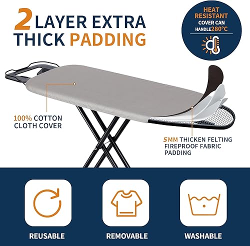 Miniatura 5 de Tabla de planchar, compacta y ahorradora de espacio, tabla de planchar patentada con soporte de hierro, cubierta resistente al calor con acolchado