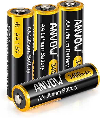 Baterías de litio AA, paquete de 4 baterías dobles A de 3400 mAh 1.5 V de larga duración para cámara, timbre de video, controladores de juegos,