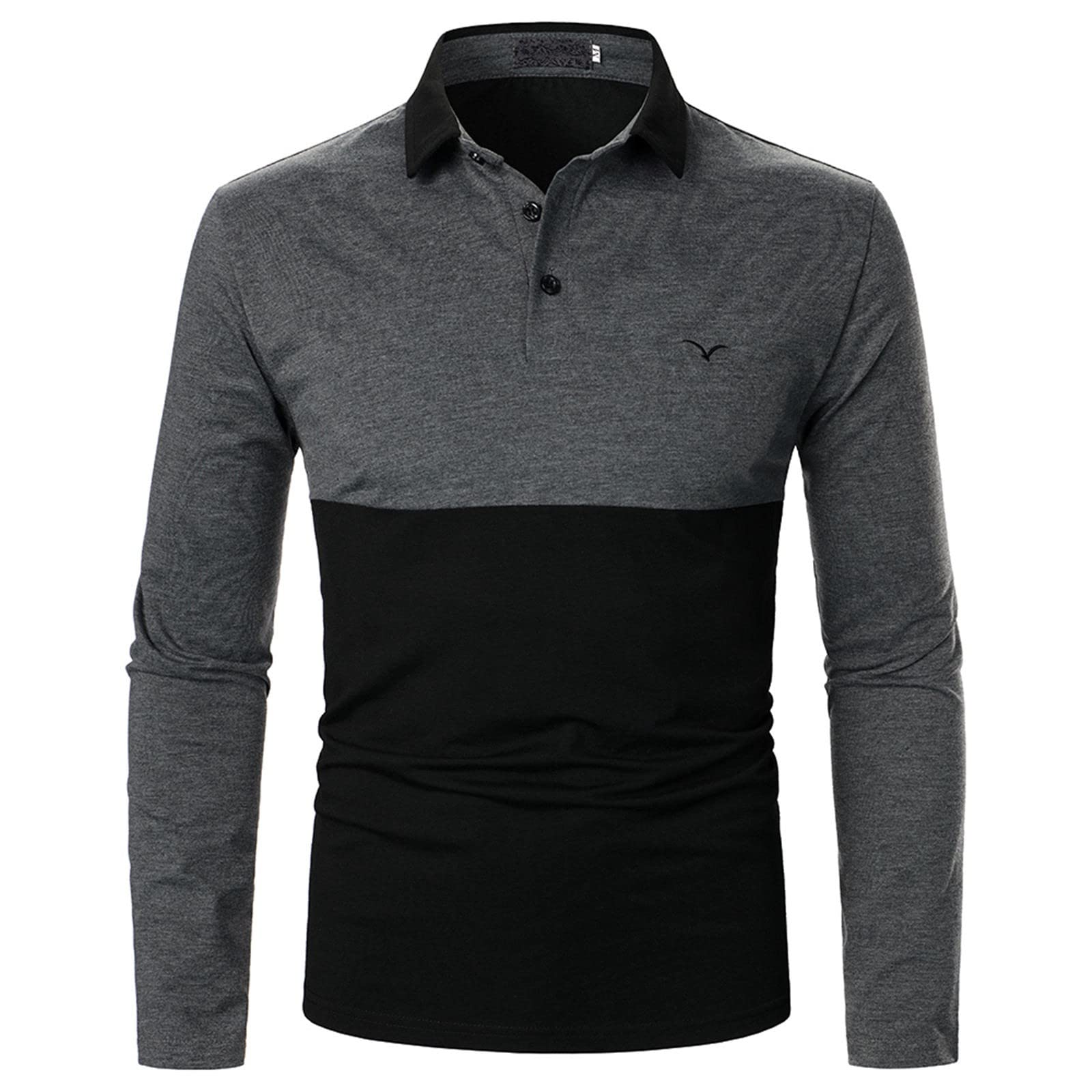 Men's Muscle T Shirts Long Sleeve Quarter Zip Polo Shirts Stretch Slim Fit Workout Tee Fashion Designed Shirt Blouse