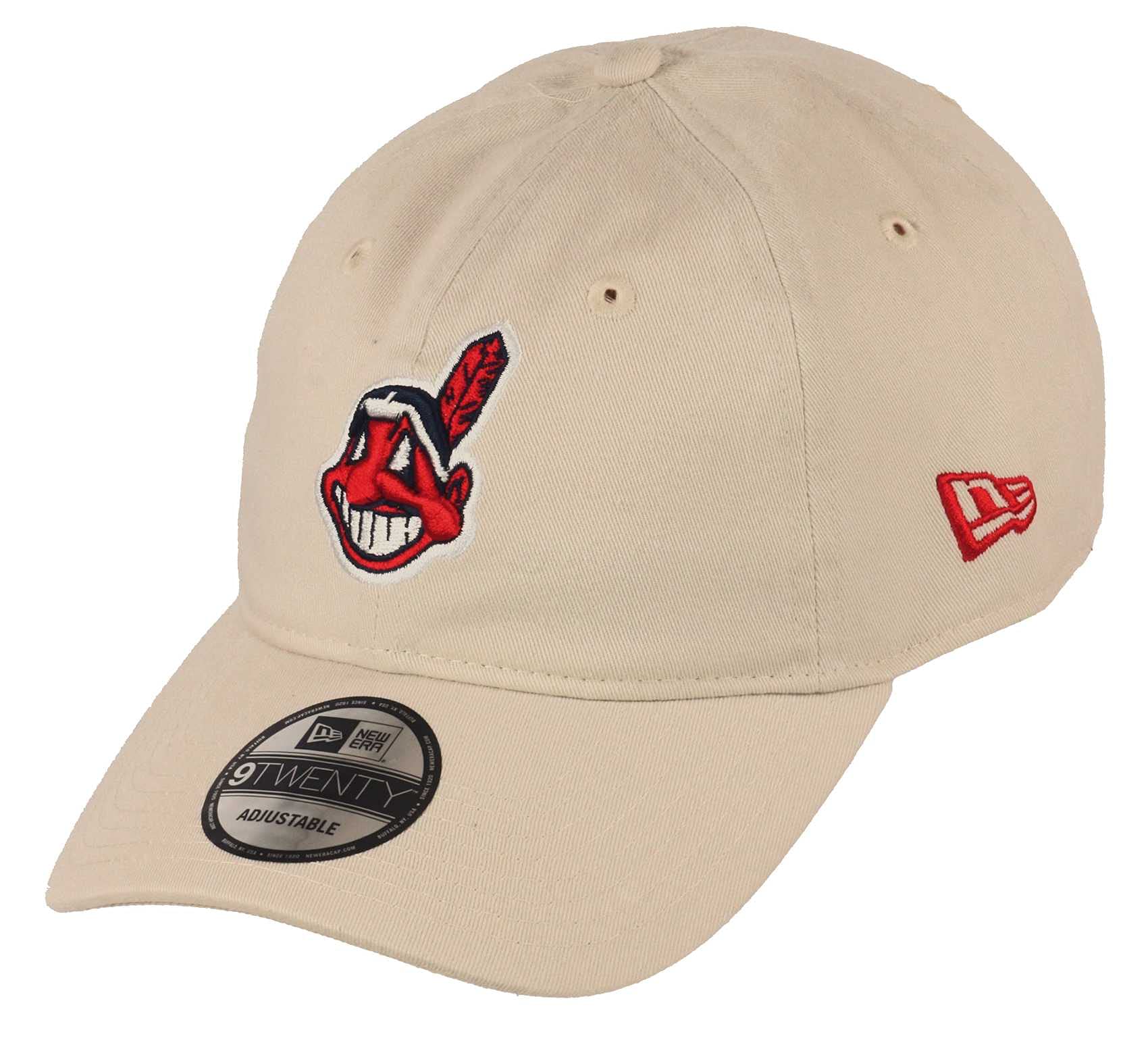 New Era Cleveland Indians Beige 9Twenty Strapback Cap - One Size