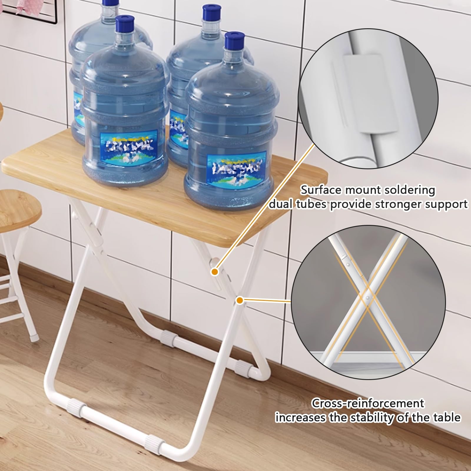 Vassoio pieghevole per TV, per mangiare, leggero, con gambe in acciaio al carbonio a forma di X, capacità di carico 200 kg, perfetto per campeggio, soggiorno e patio