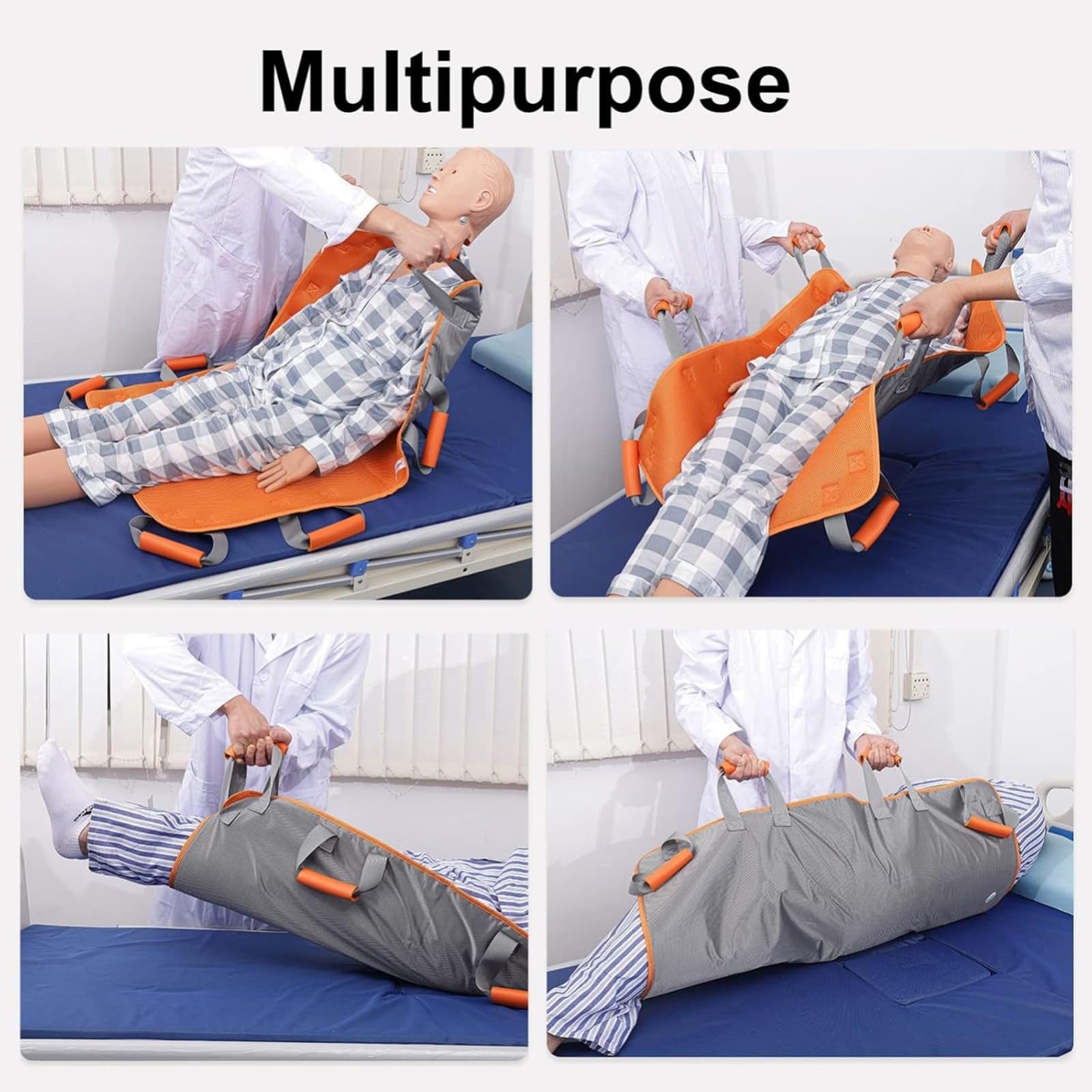 Sábana de Transferencia con 8 Asas,100 * 70cm Sábanas de Elevación Giratorias Multiusos Almohadilla de Cama de Posicionamiento Reutilizable para Ancianos Discapacitados
