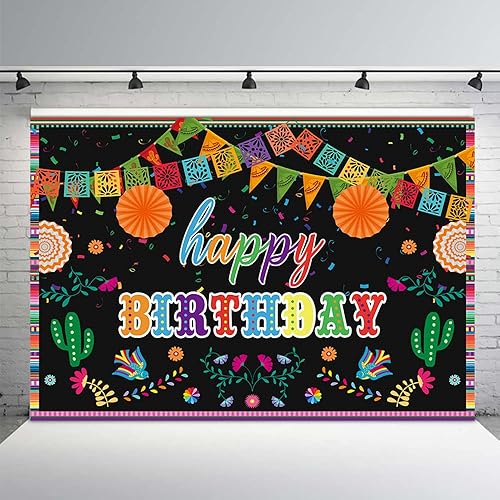 MEHOFOND Telón de fondo de fiesta mexicana para fiesta de cumpleaños, suministros de decoración de fiesta, pancarta colorida para fotografía de