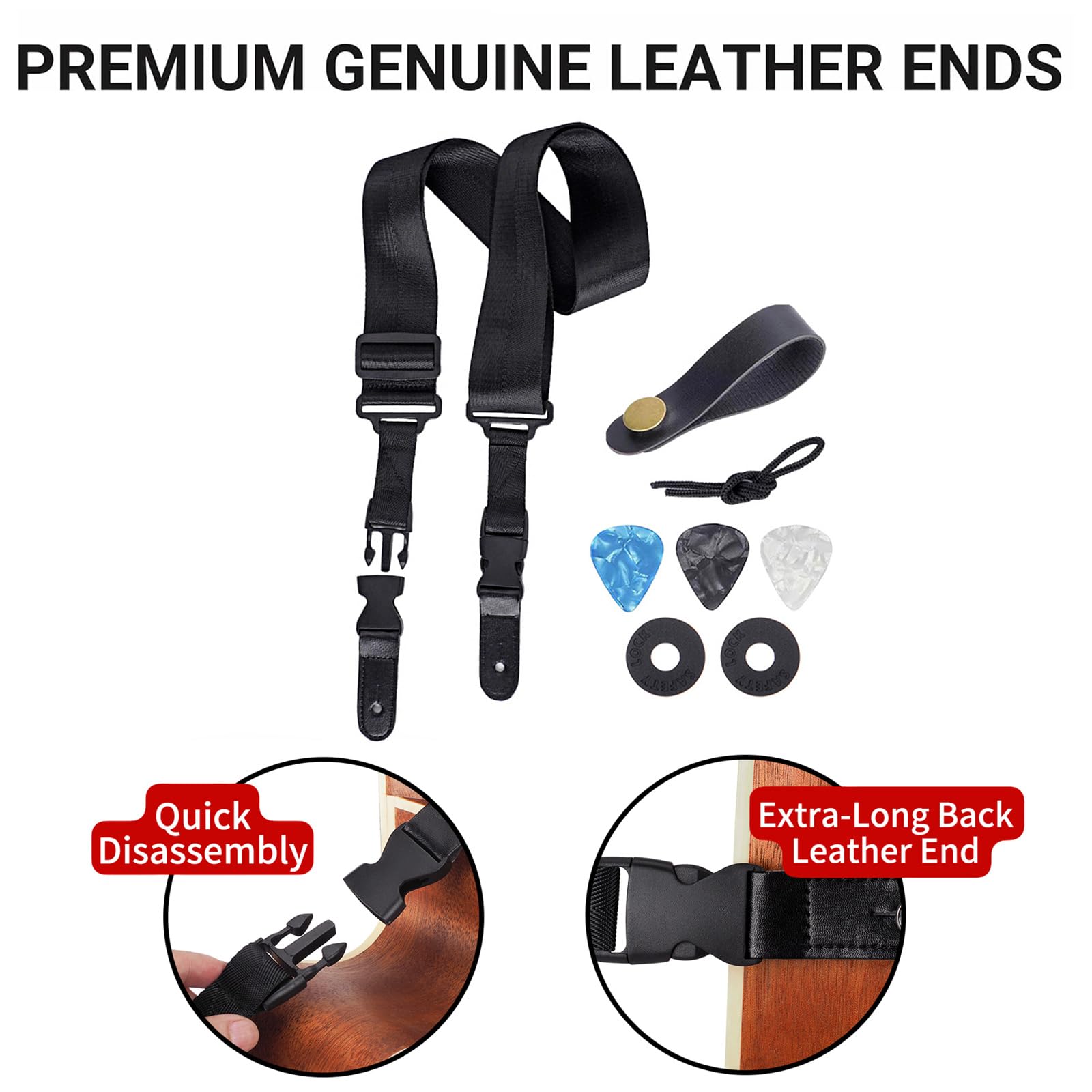 即購入⭕️類似品❣️KLIQ Music Gear 3 エレキギター用 ストラップ Amazon.co.jp: グプゾイ クイックリリースクリップ付きギター