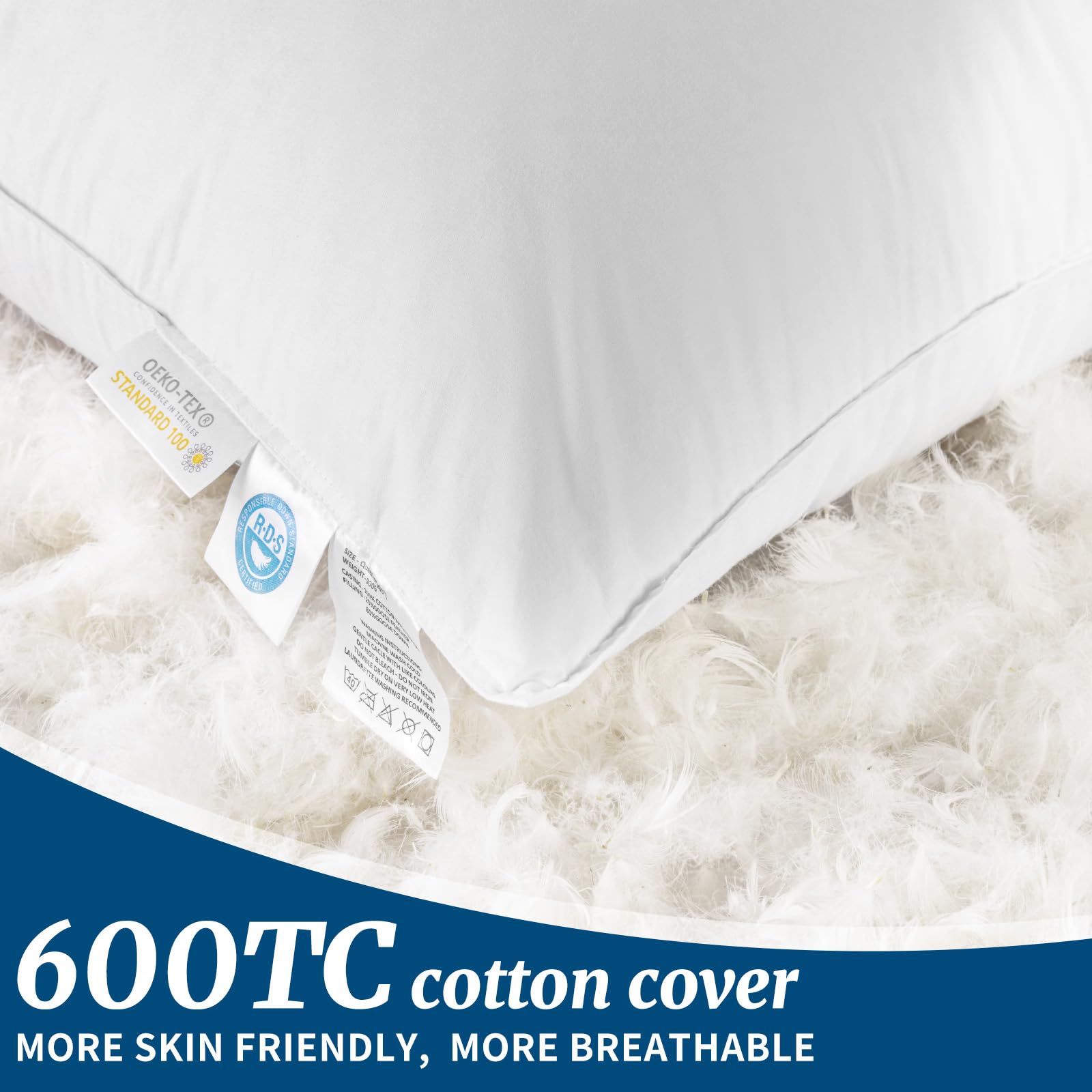 Canadian Luxury Goose Down Pillow King Size - 1050 Fill Power, 100% Cotton with Teflon Shell- Ultra Comfort Sleep Pillows - Bed Pillows for Back, Stomach, Side Sleeper(White,King(Pack of 2))