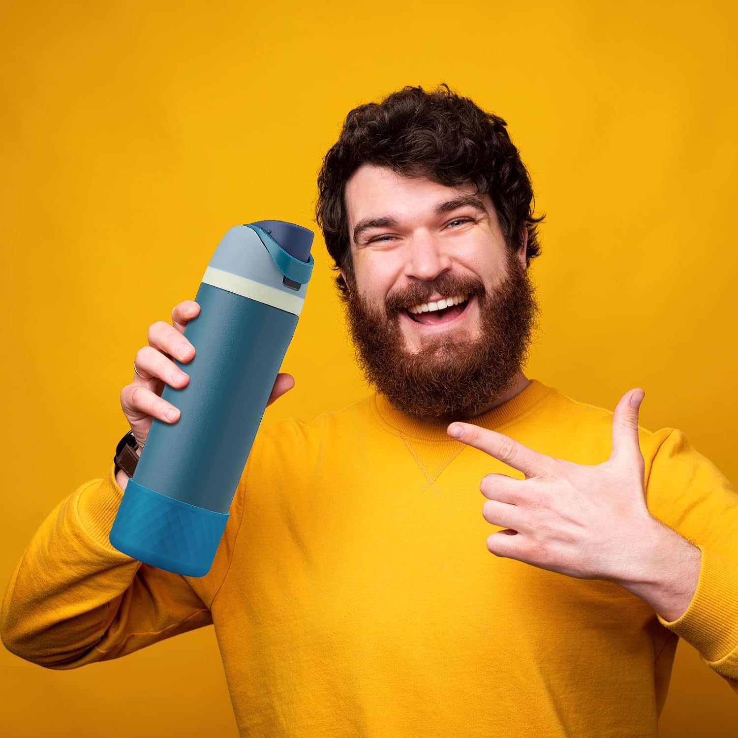 2PCS Silicone Water Bottle Boot for Owala 24oz, Protective Bottom Bumper Anti-Slip Sleeve for FreeSip, Twist, and Flip Stainless Steel Bottles, Dishwasher Safe and BPA Free(Dark Blue)