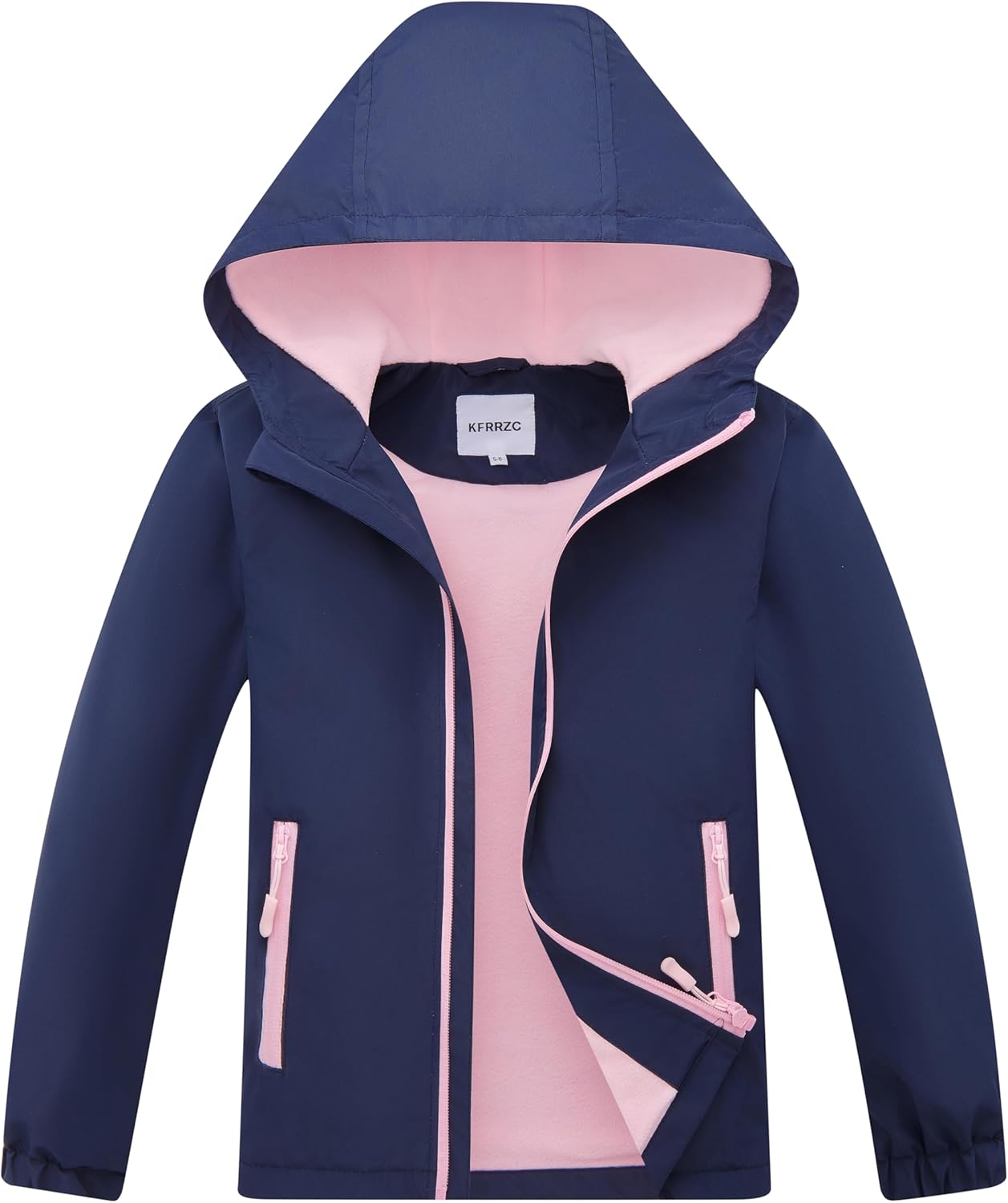 Boys Girls Rain Jackets Waterproof Hooded fleece Raincoats Lightweight Windbreakers for Kids