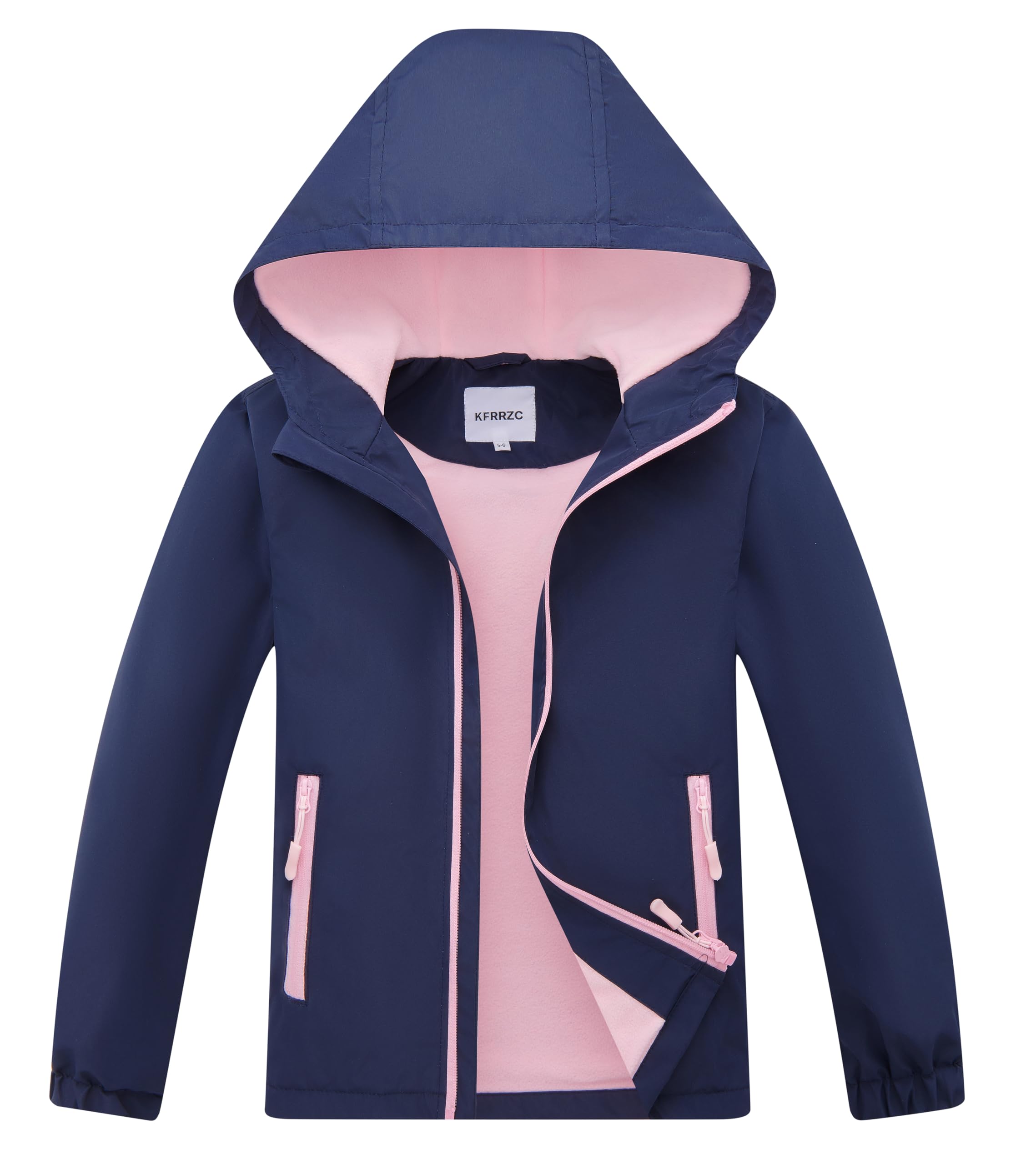 Boys Girls Waterproof Hooded Jackets Fleece Lined Rain Jackets