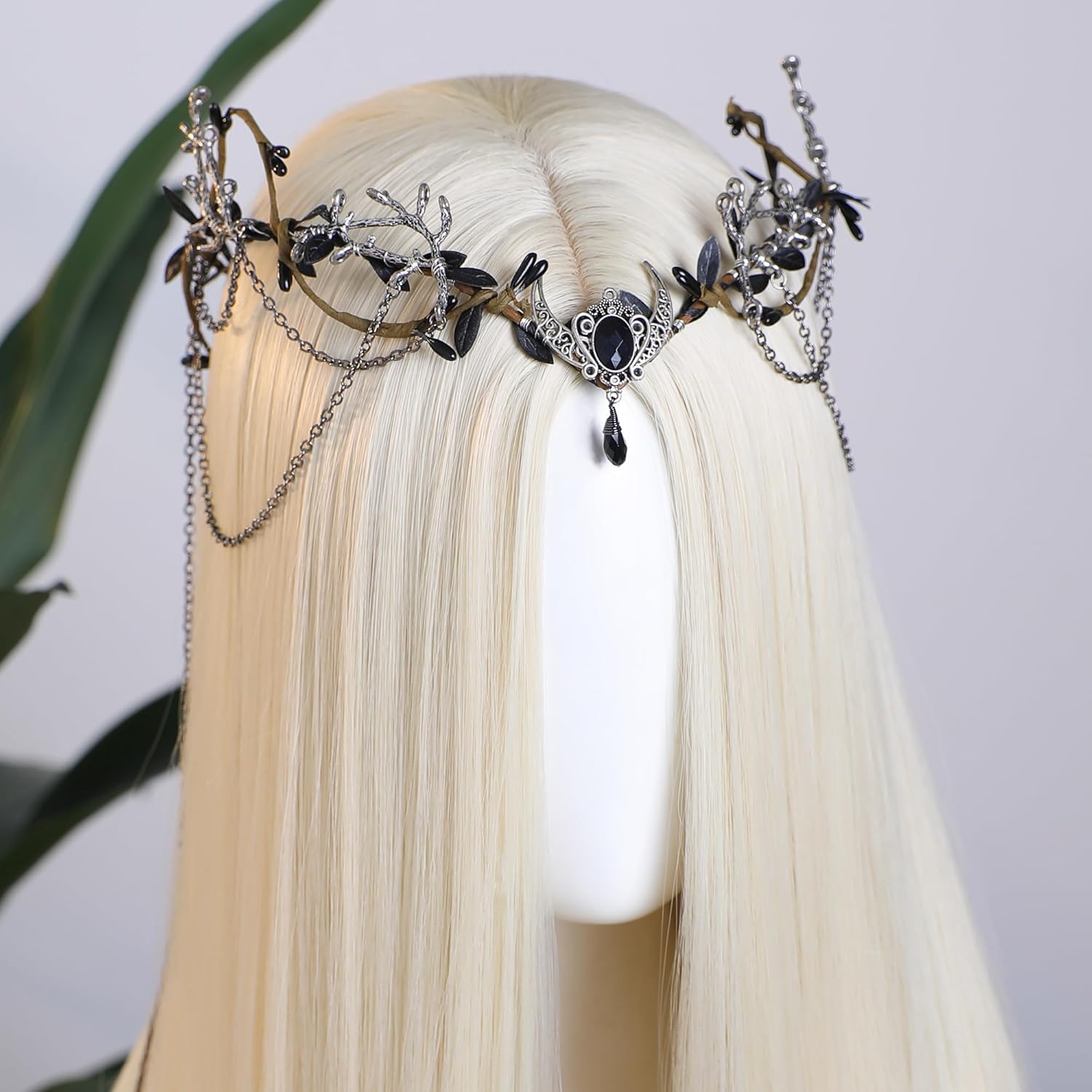 MOSTORY Woodland Elf Crown for Women - Medieval Elf Headpiece with Tassel for Renaissance Renfaire Fae Cosplay Viking Outfit - Image 3