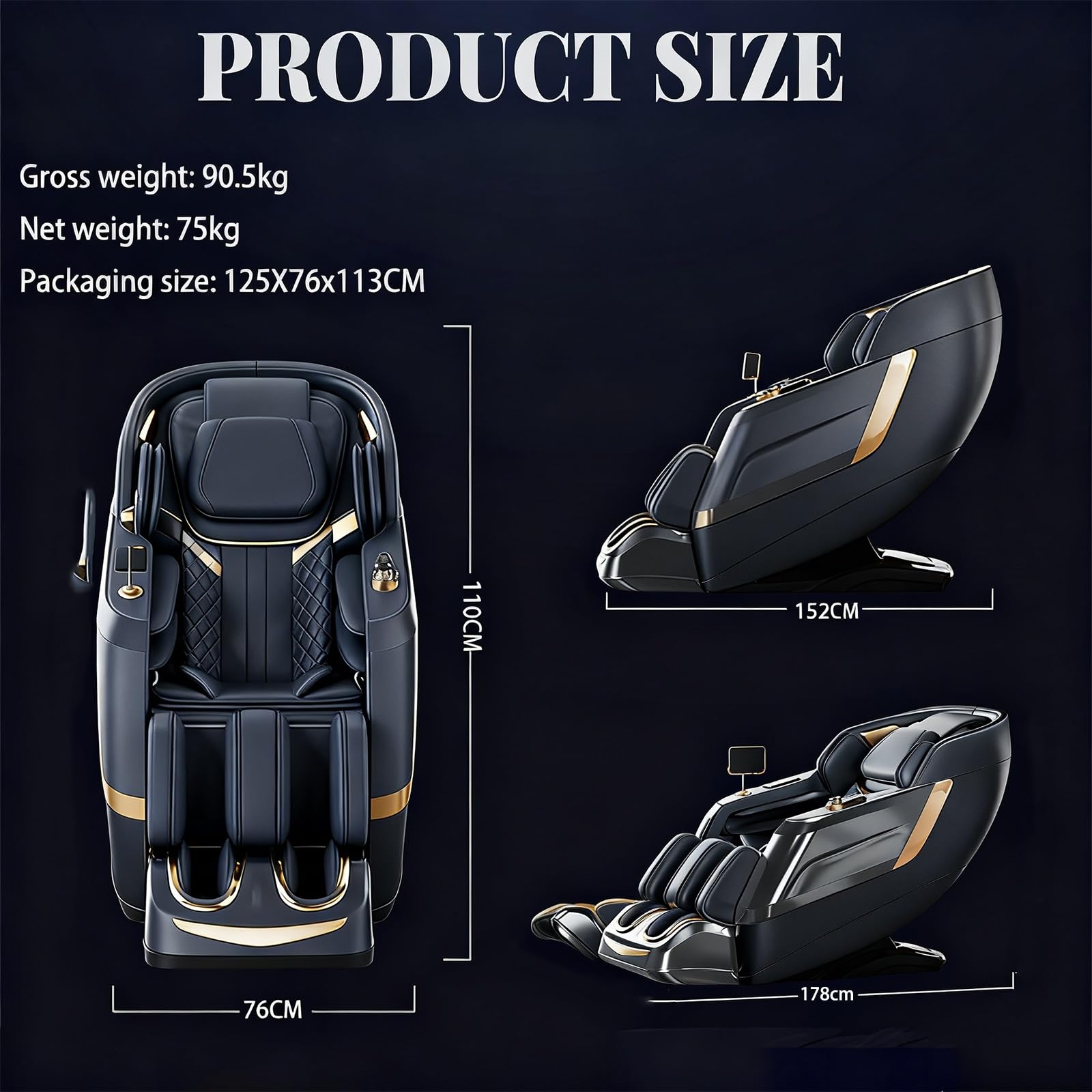 Sillón de Masaje Inteligente con rieles 4D SL, escaneo Corporal sillón reclinable de Gravedad Cero Masaje de amasamiento con airbag de Cuerpo Completo Apto para Uso doméstico(Orange)