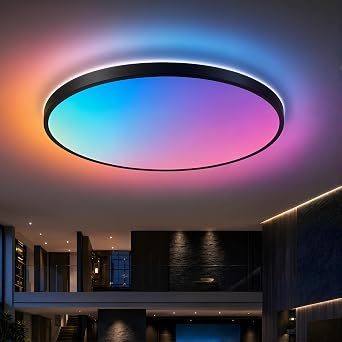 16inch 36W Black Flush Mount Ceiling Light with Bluetooth Speaker