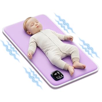 Baby Vibrating Sleep Soother Pad, Baby Sleep Aid, Newborn Vibrating Mattress Pad Sleep Soother, Vibrating Mat for Help Sleep, 3 Vibration Modes,60 Min Timer,Soothing Mat for Infant 0-12 Months/Purple