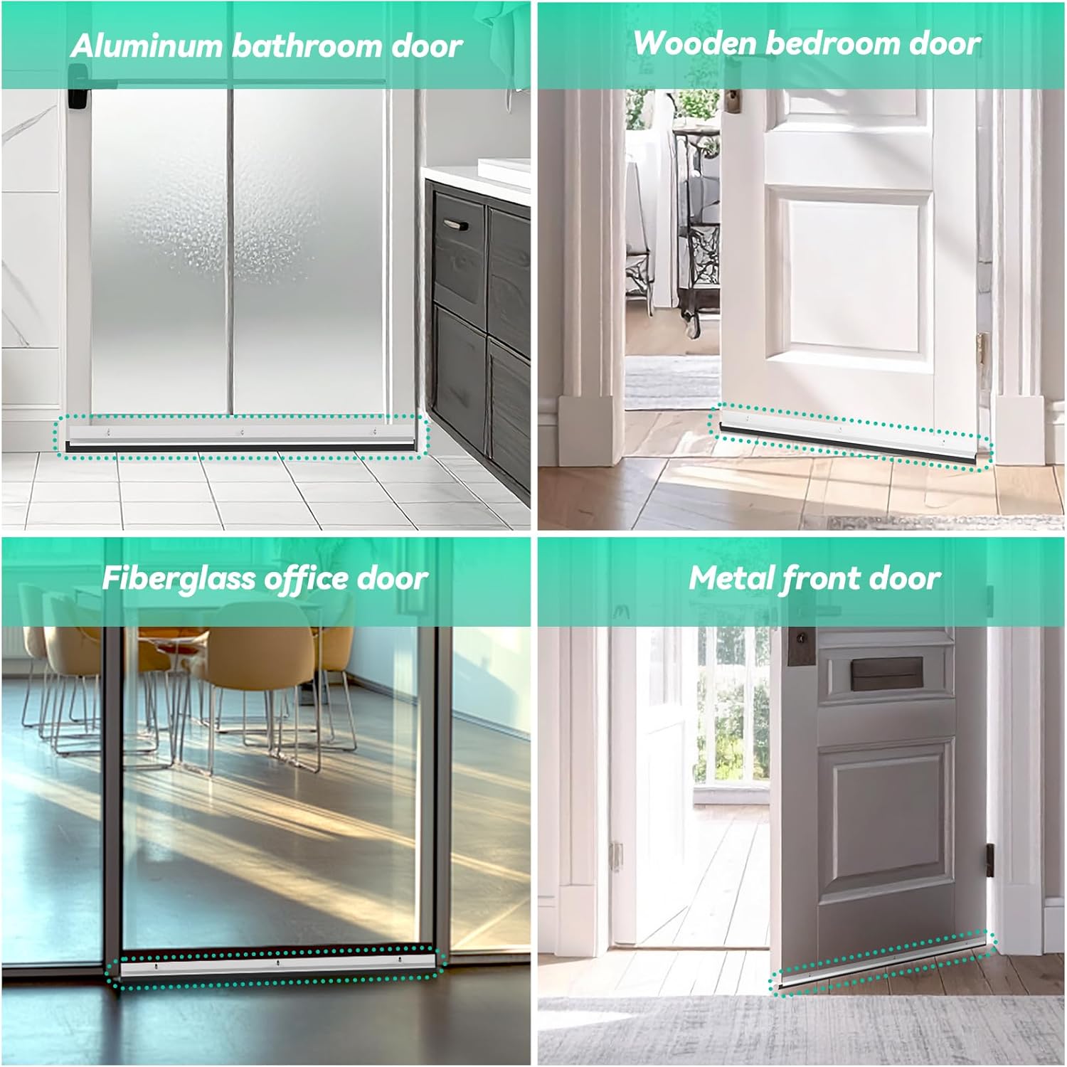 AMZNOVA Door Sweep, Door Threshold Sweeper for Interior & Exterior Bottom, Sweep Stripping Aluminum and Vinyl, Dust Bug Storm Weatherproof Aluminum Vinyl, 36in, Brown, 2Pack