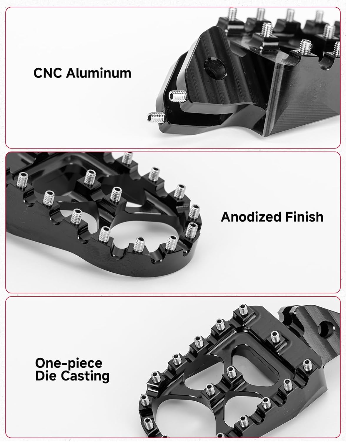 KEMIMOTO Dirt Bike Foot Pegs, Adjustable Level CNC Aluminum Footpegs Compatible with Soleil01 Surron Light Bee X/S Segway X260 X160 Talaria CRF150F CRF230F 03–19 CRF250F 19–24 E Ride Pro S SS SR Black