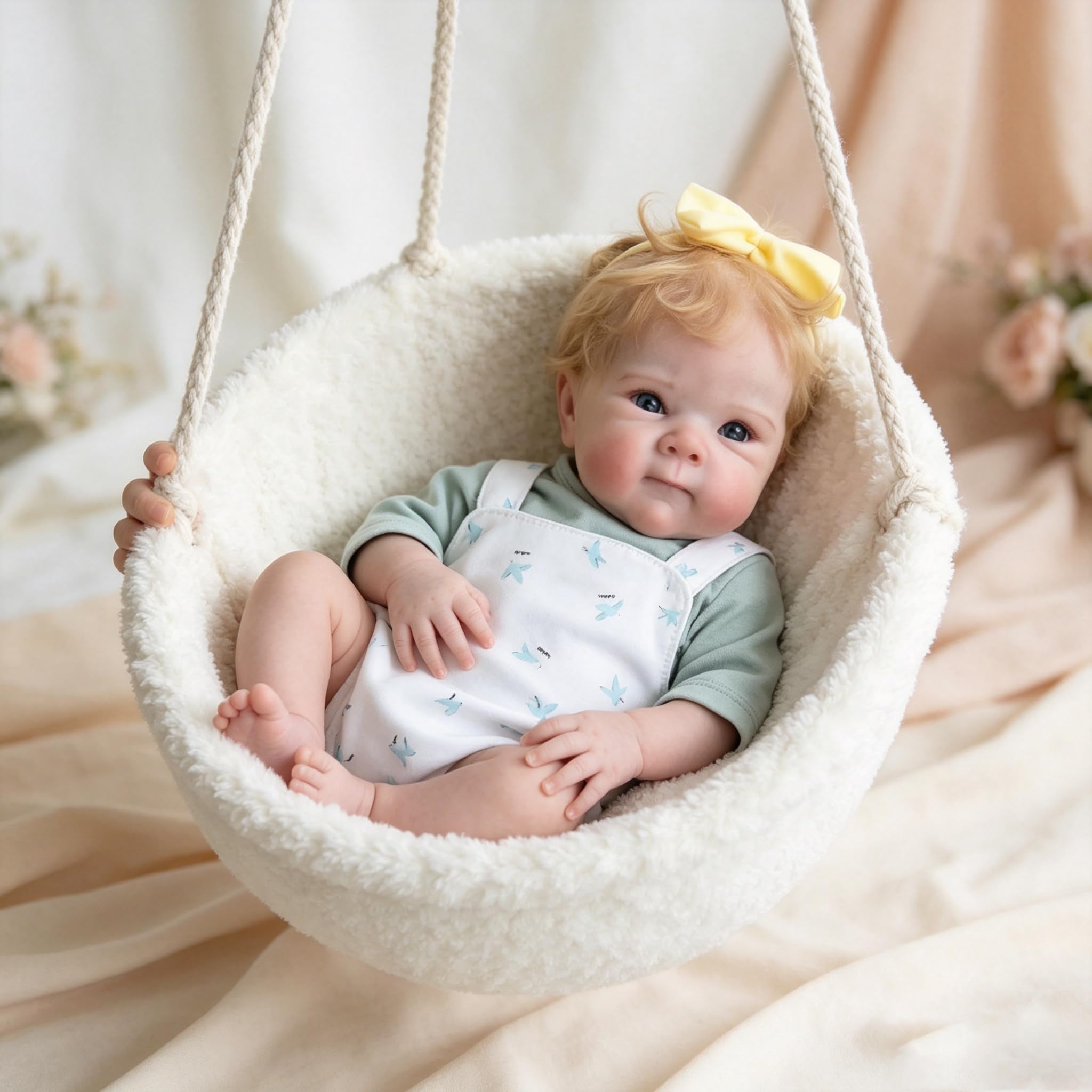 Bambole Reborn in Silicone Corpo Intero 45cm, Bambole Neonato Realistica con Capelli Impiantati, Bambole Bébé Artigianale Pesata con Set Accessori Completo per Regalo Bambini & Collezionisti