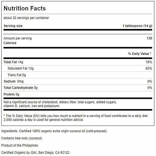 Miniatura 2 de Swanson Organic Aceite de coco virgen extra certificado 100% orgánico, 16 onzas (1 lb) (16.01 oz) Aceite sólido