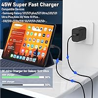 Vista 5 de 2Pack 45W Charger for Samsung Super Fast Charger Type C, USB C Super Fast Charging for Samsung Galaxy S23 Ultra/S23/S23+/S22/S22 Ultra/S22+/Note