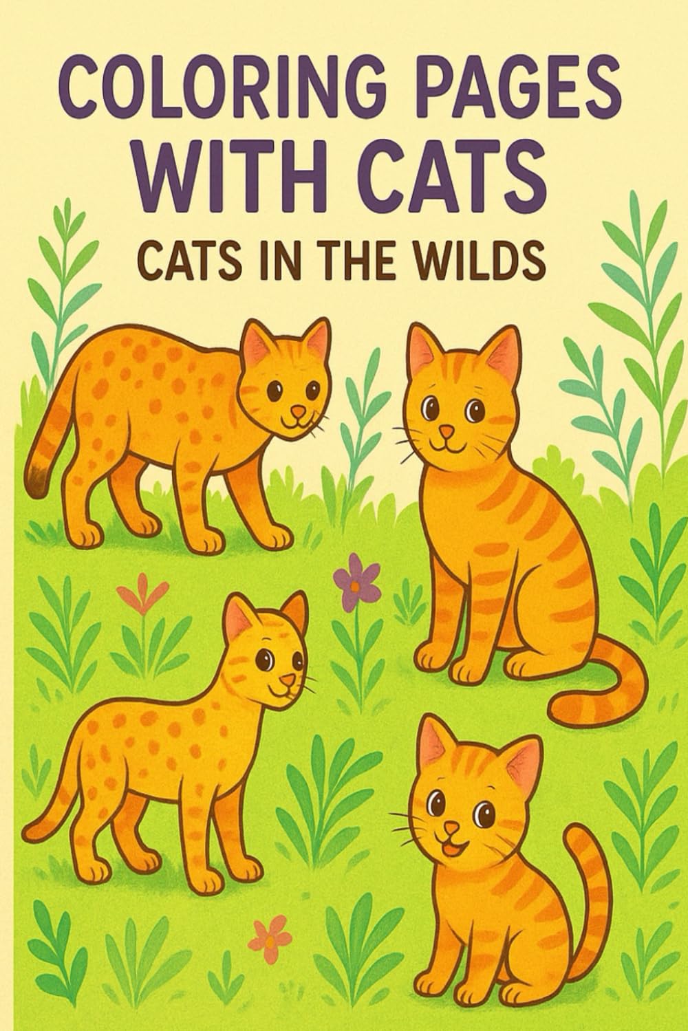 coloring pages with cats: cats in the wilds