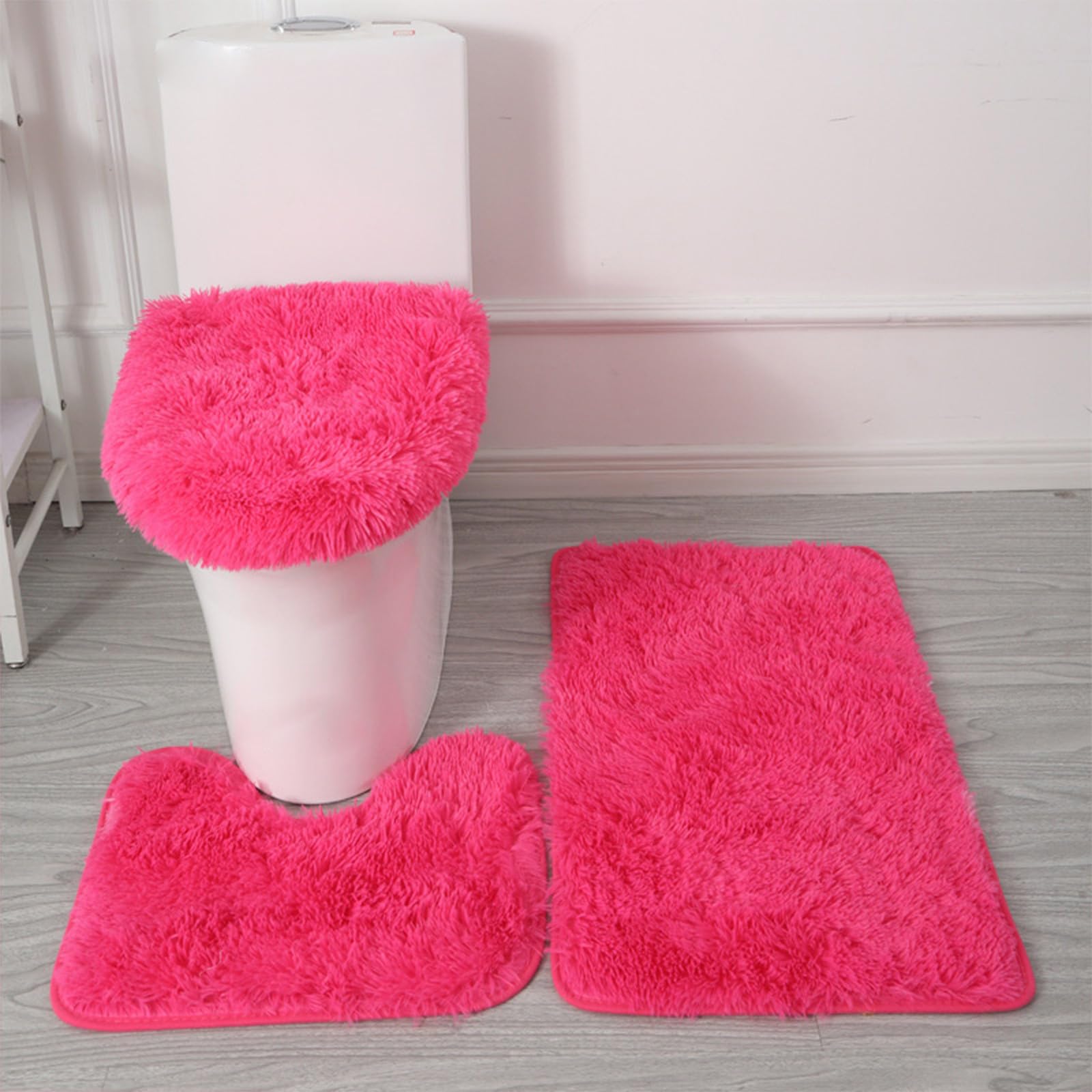 Bathroom Rugs Sets 3 Piece Non-Slip Soft Absorbent Bathroom Mats Set for Tub Toilet and Floor Microfiber Bathroom