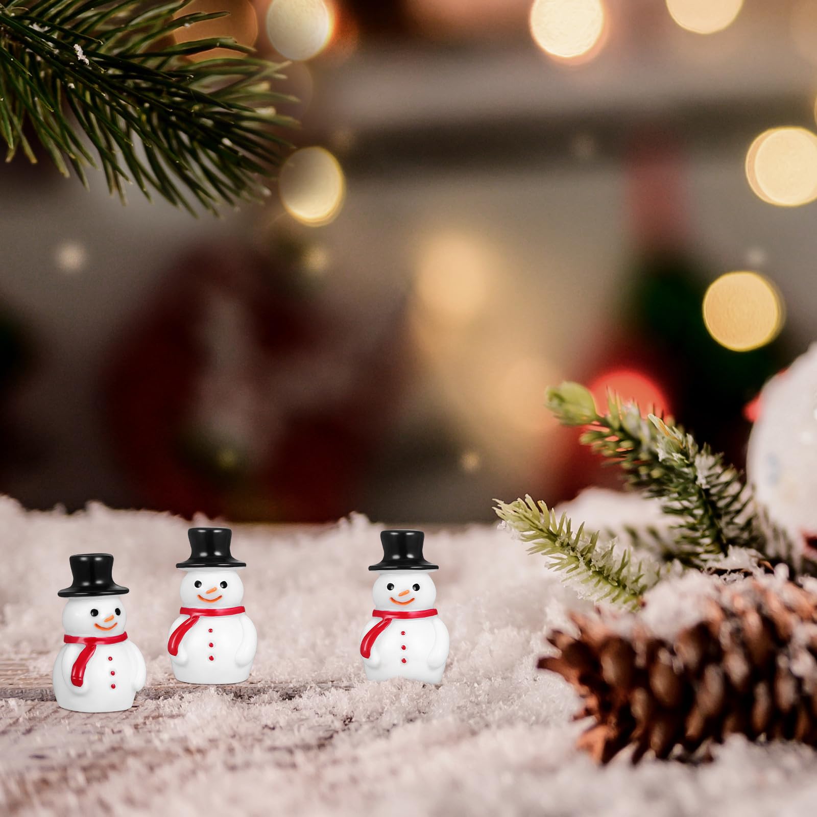 Hemobllo 20 Pezzi Mini Pupazzo di Neve in Resina, Nero, per Lavoretti | Statuette Miniatura Natalizie, Ornamenti Pupazzo di Resina, Adatte a Micro Paesaggi Creativi