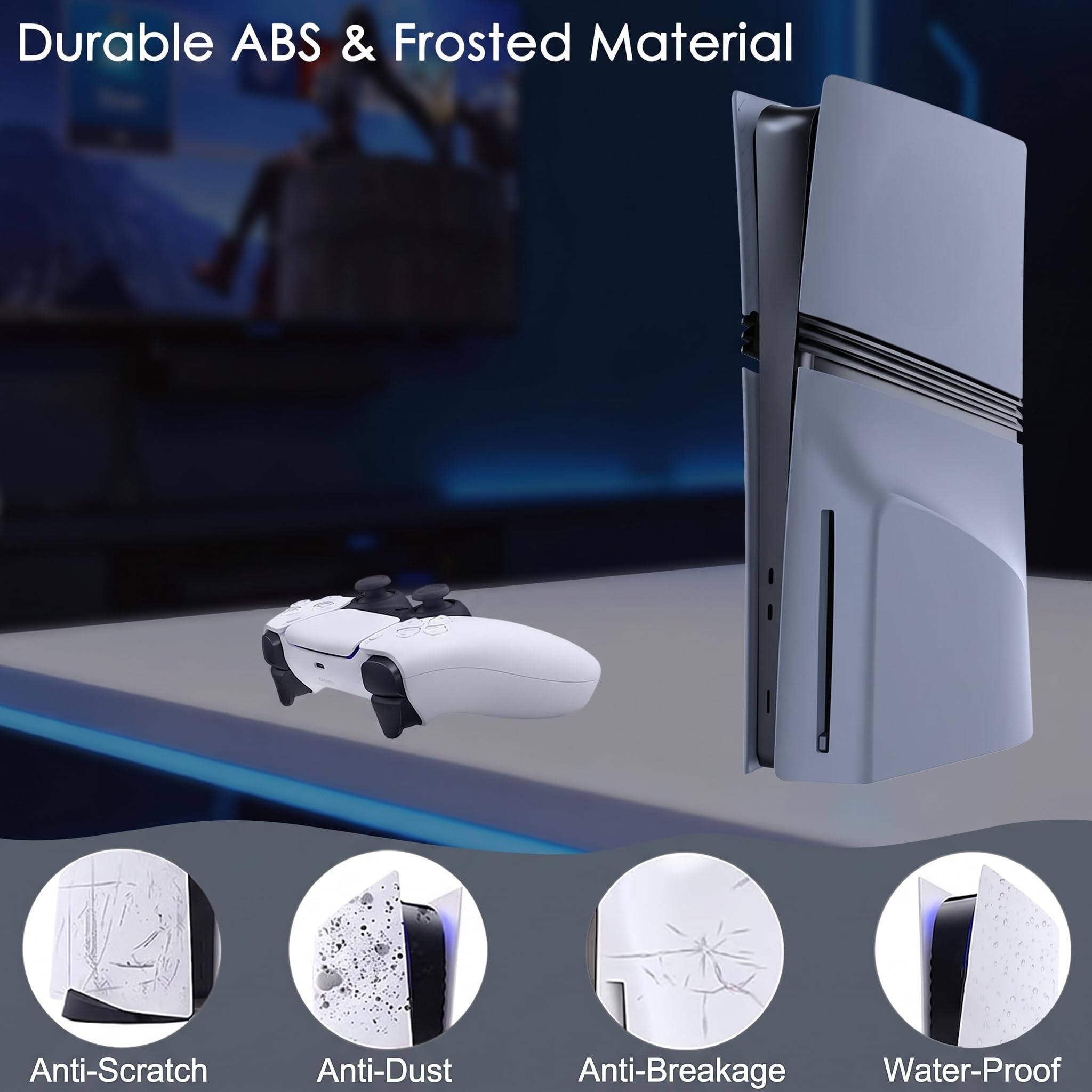 Mascherina per PS5 Pro Disc Edition, custodia rigida in ABS opaca, accessori per console PlayStation 5 Pro, antiurto, antipolvere e antigraffio, pannelli a scatto (grigio)