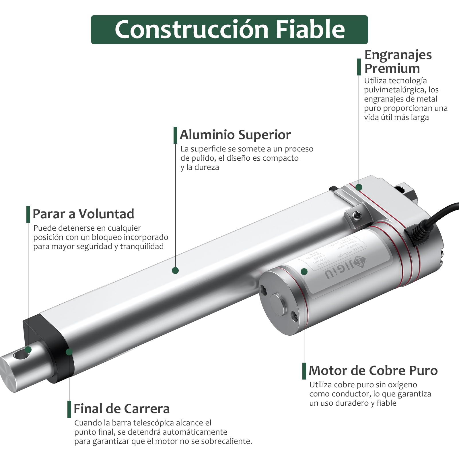 JiGiU Actuador Lineal 750N 150mm DC 12V 10mm/s IP65 Heavy Duty para Coche RV Puerta Eléctrica