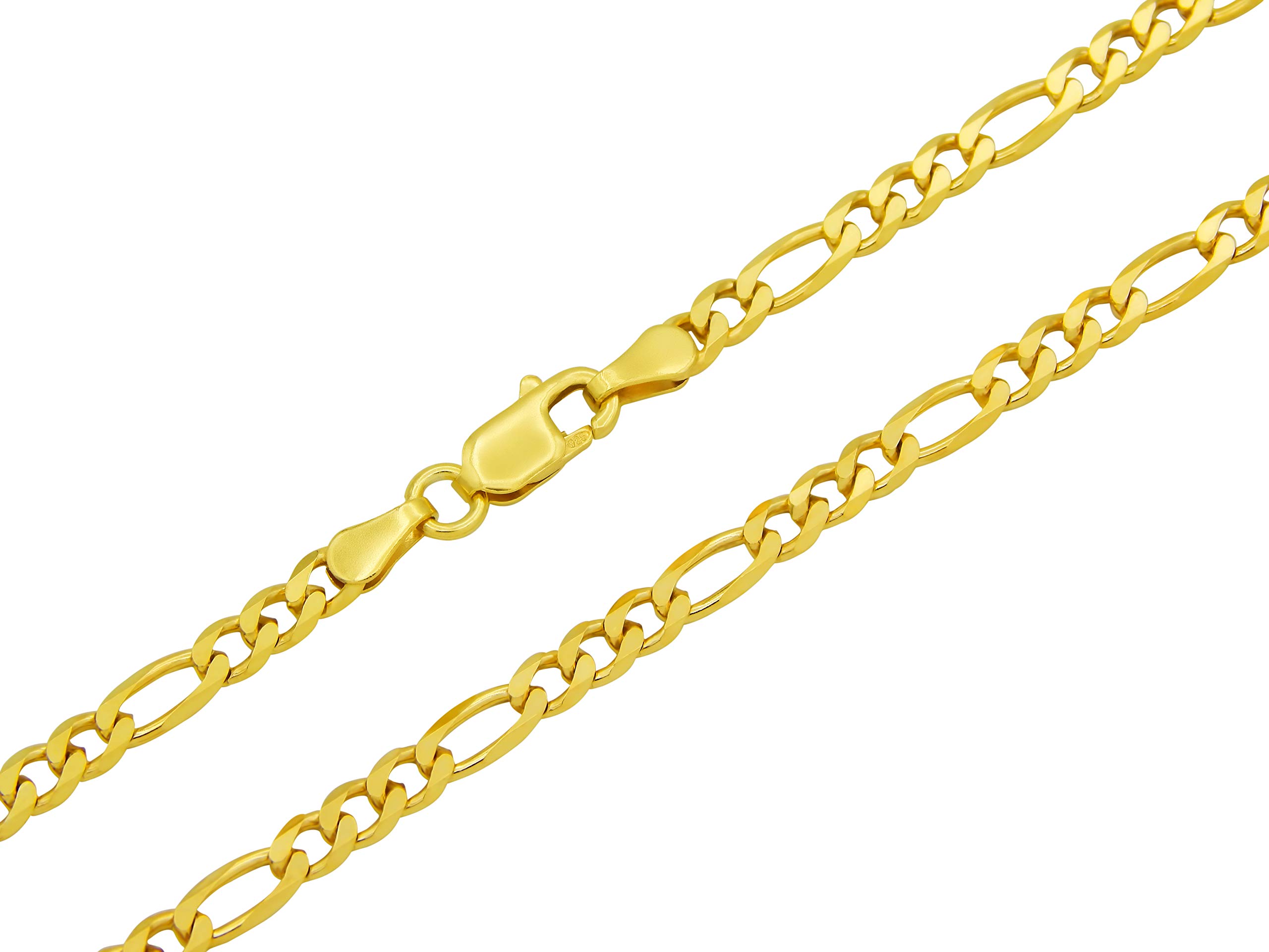 Figarokette 925 Sterling Silber vergoldet 3,5mm breit Länge wählbar 45 50 55 60 cm Silberkette Halskette Gold Kette Damen