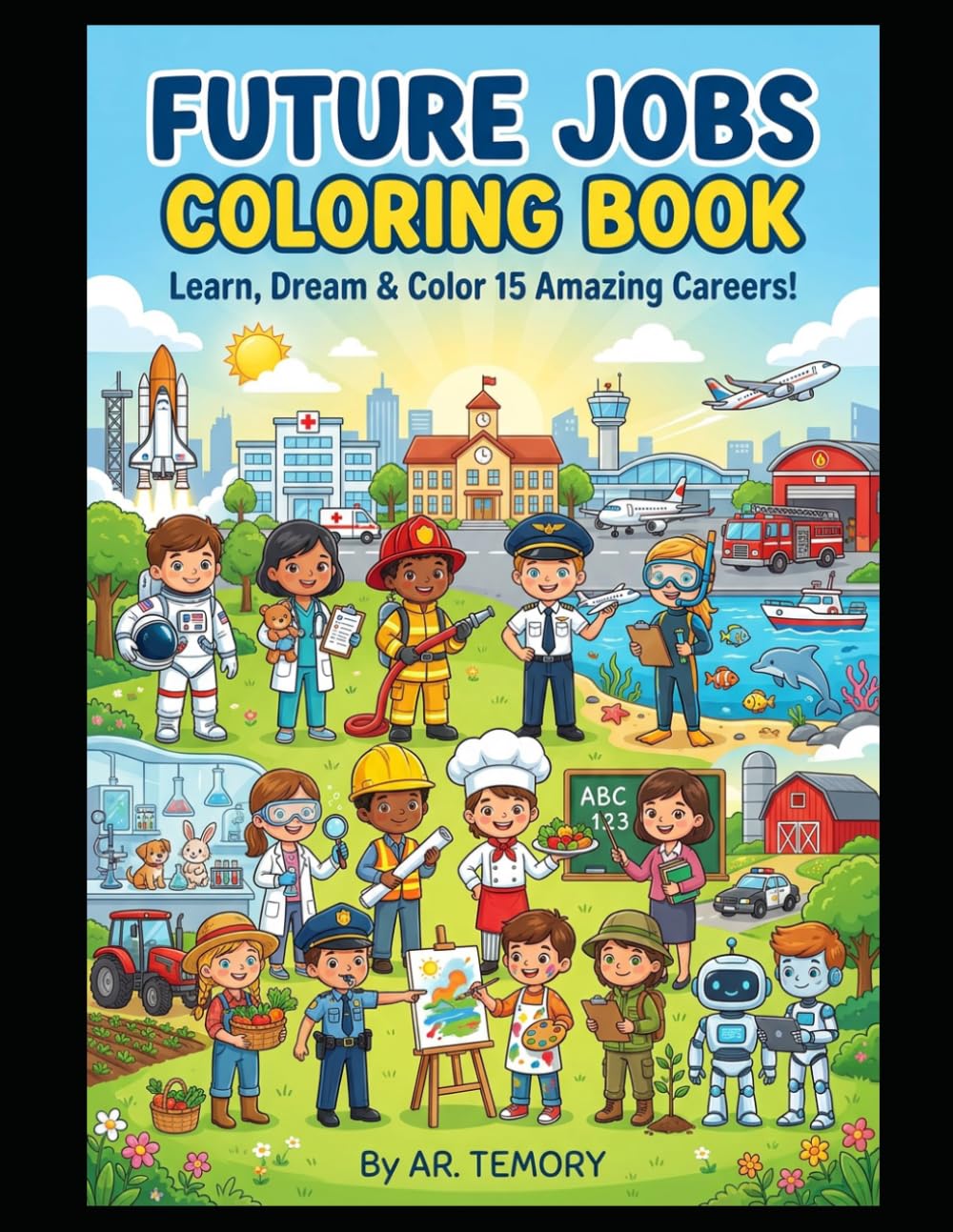 Future Jobs Coloring Book: Learn, Dream & Color 15 Amazing Careers for Kids Ages 3–8
