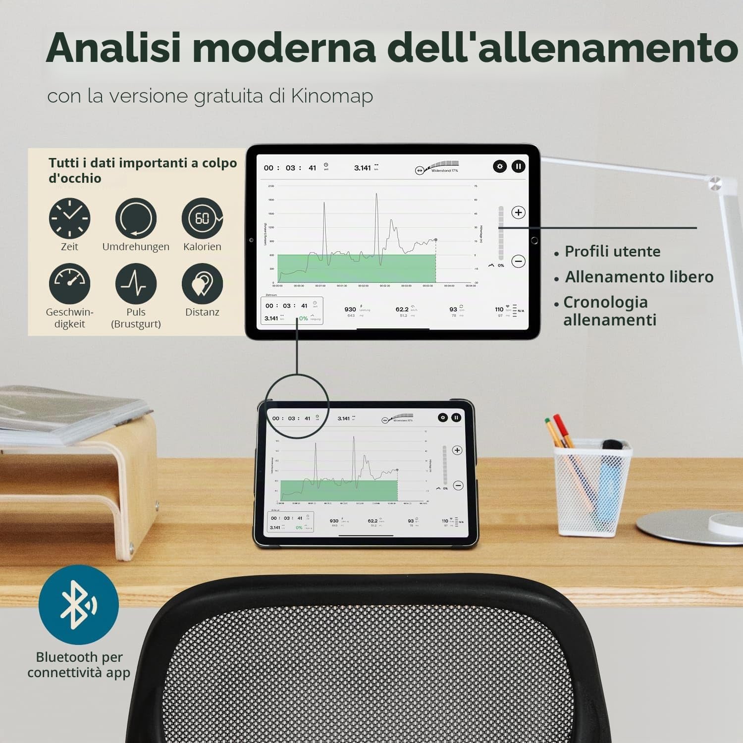 Skandika Liten Mini Cyclette con Computer LCD, 8 Livelli di Resistenza, Braccio e Torace Trainer per la casa, L'Ufficio e la scrivania, Peso utente 110 kg