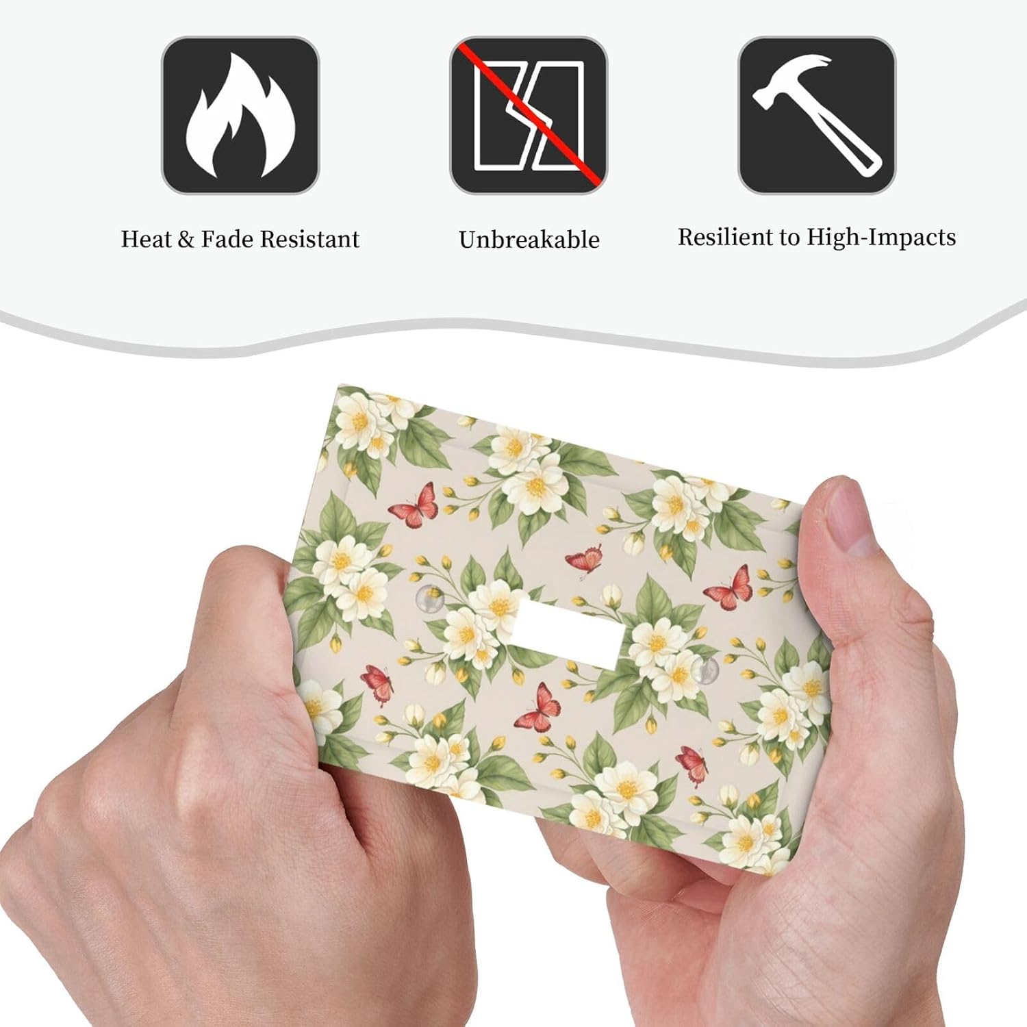 Light Switch Cover Plate Watercolor White Floral Red Butterfly 1 Gang Single Toggle Decorative Switch Plates Wall Plates Electrical Faceplate for Bathroom Bedroom Decor