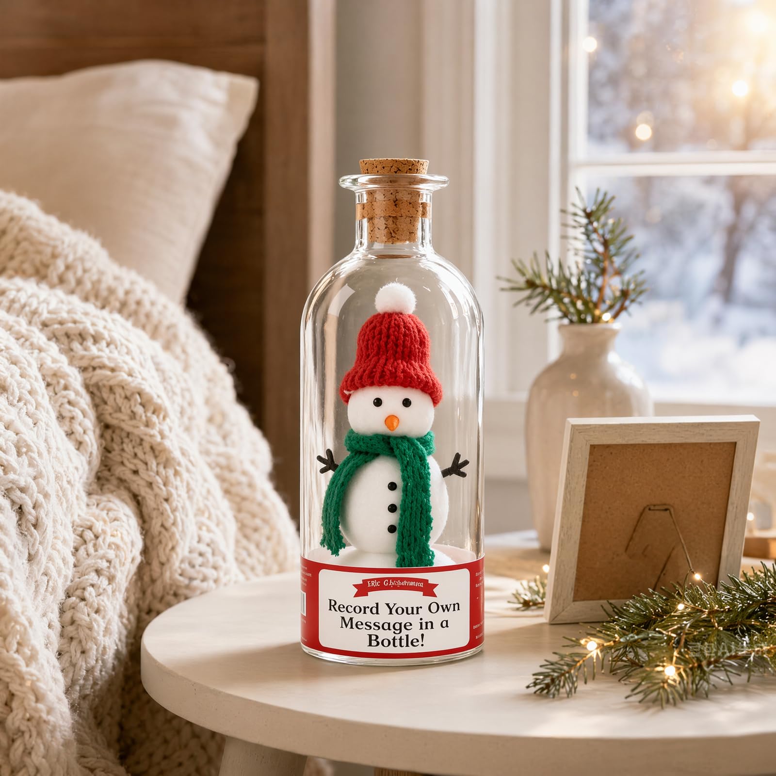Messaggio dell'albero di Natale in una bottiglia, decorazione natalizia | Ornamento del pupazzo di neve della rosa dell'albero di vetro con voce registrabile, regali decorativi speciali di Natale