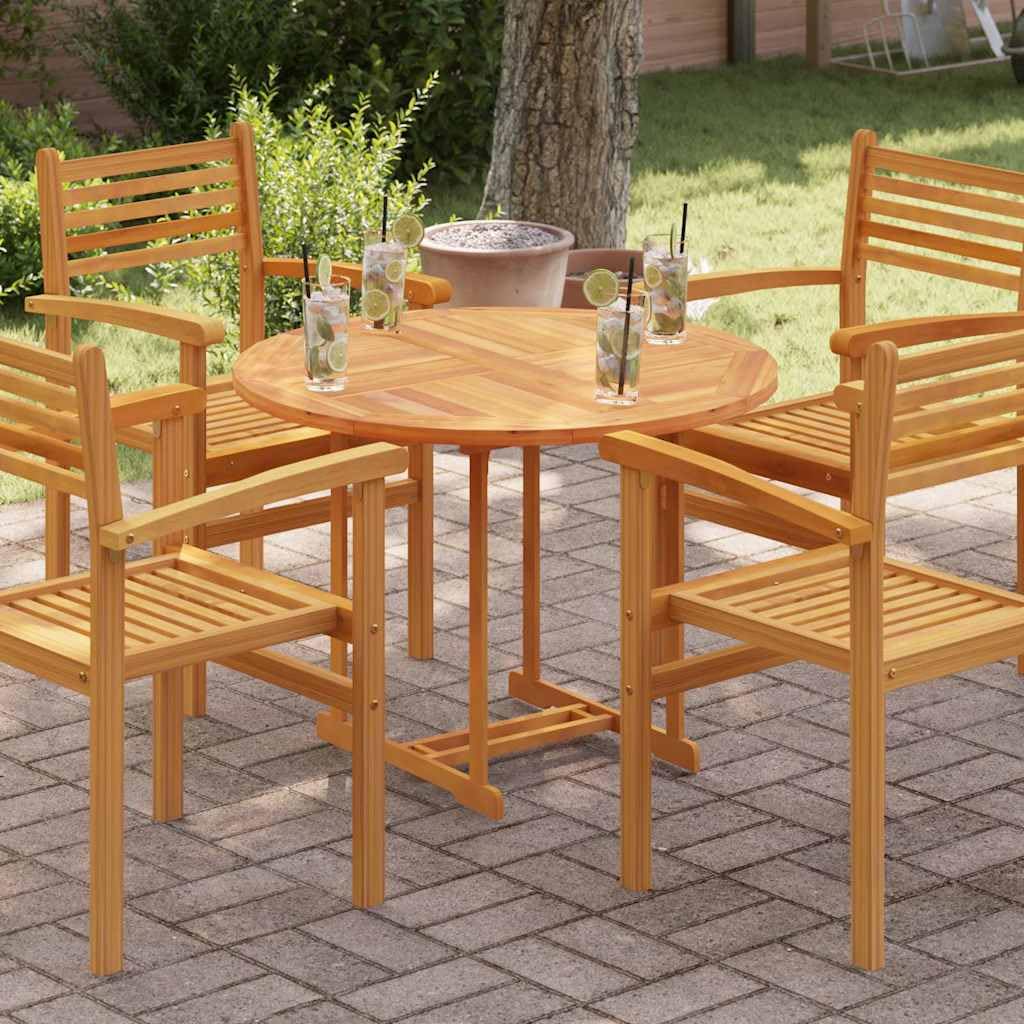 vidaXL Teak Massiv Tischplatte Massivholzplatte Holzplatte Ersatztischplatte Holz Platte für Esstisch Esszimmertisch Rund 2,5cm 90cm
