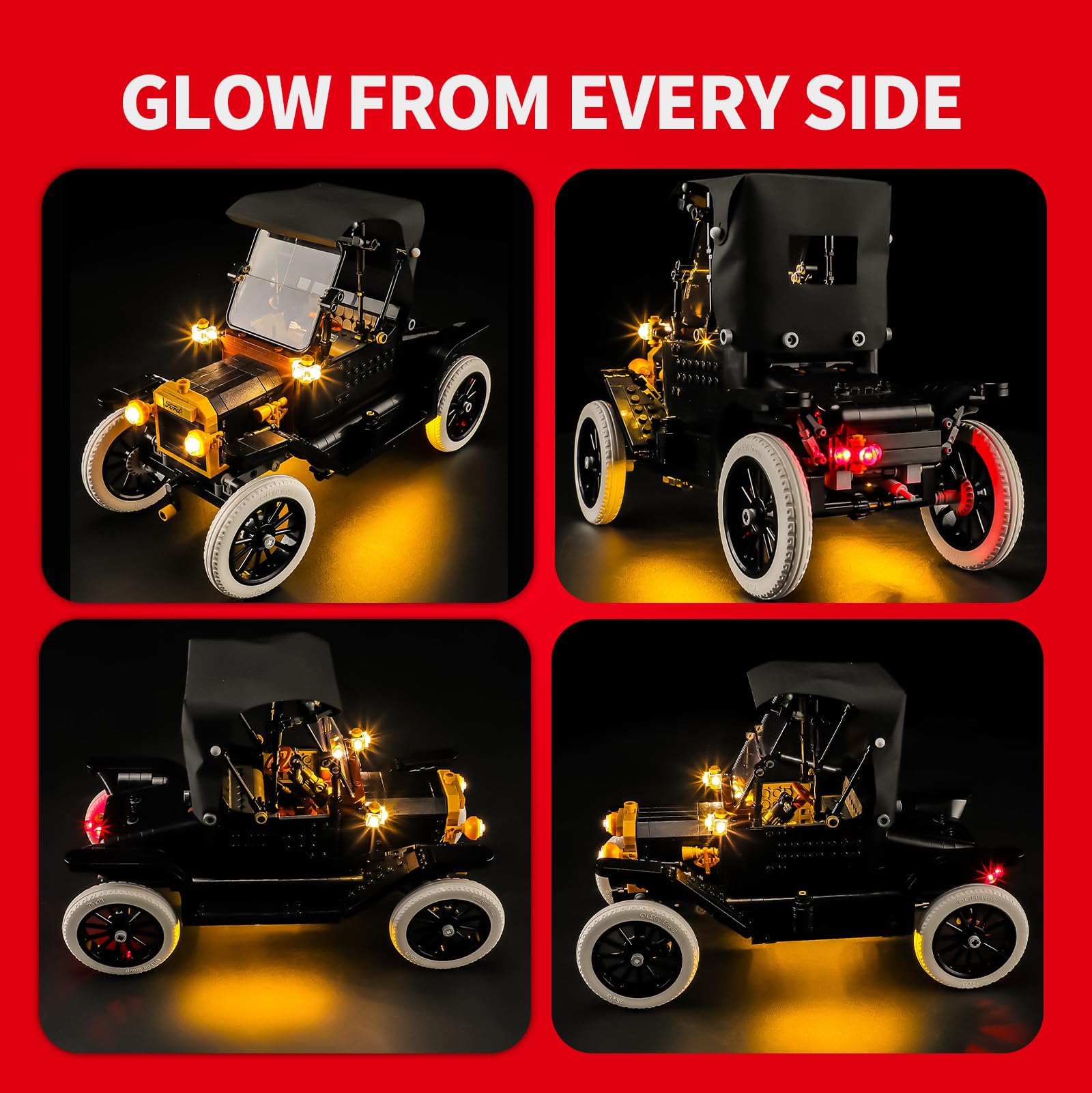 BRIKSMAX Zestaw oświetlenia 2.0 kompatybilny z zestawami klocków Lego Icons Ford Model T 11376 – oryginalne zestawy oświetlenia LED (tylko akcesoria) do ekspozycji, prezentów i kolekcjonerów